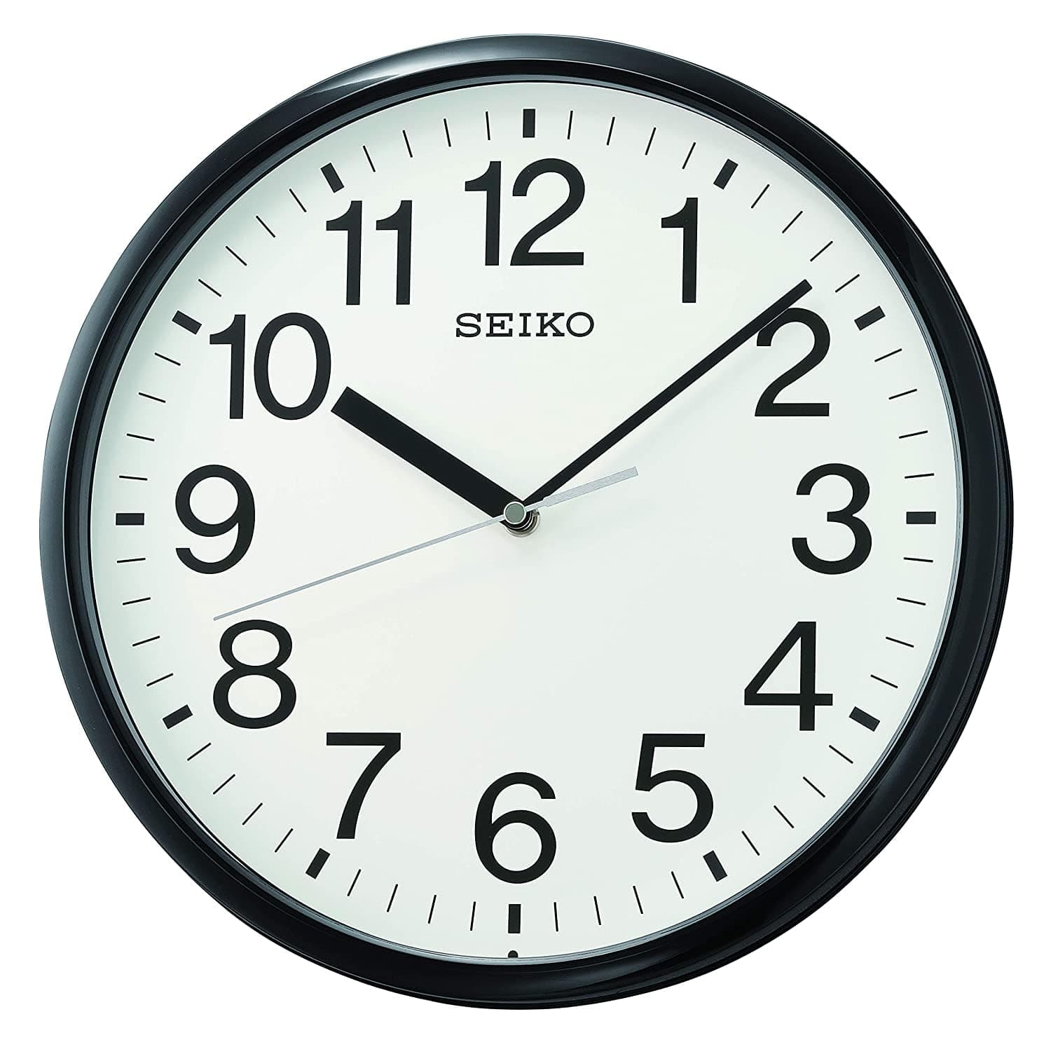 Seiko Elegant Round Black Plastic Analog Home Decor Wall Clock with Sweep Movement (Size: 29 x 4 x 29 CM | Weight: 660 gram | Color: Black)