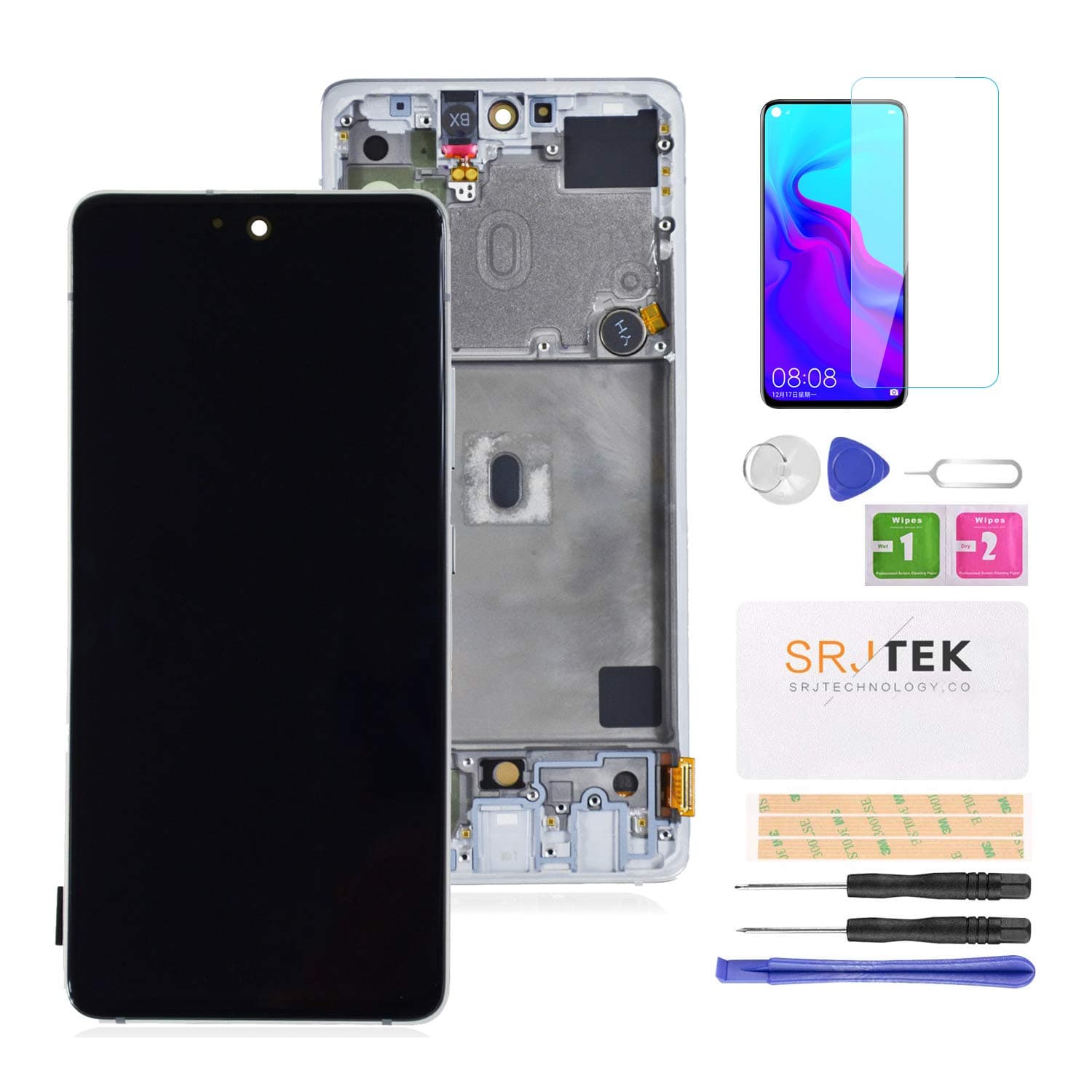 AMOLED Screen Replacement for Samsung Galaxy A51 5G A516 A516A A516B A516F OLED LCD Display Touch Screen Digitizer with Frame Assembly (White)