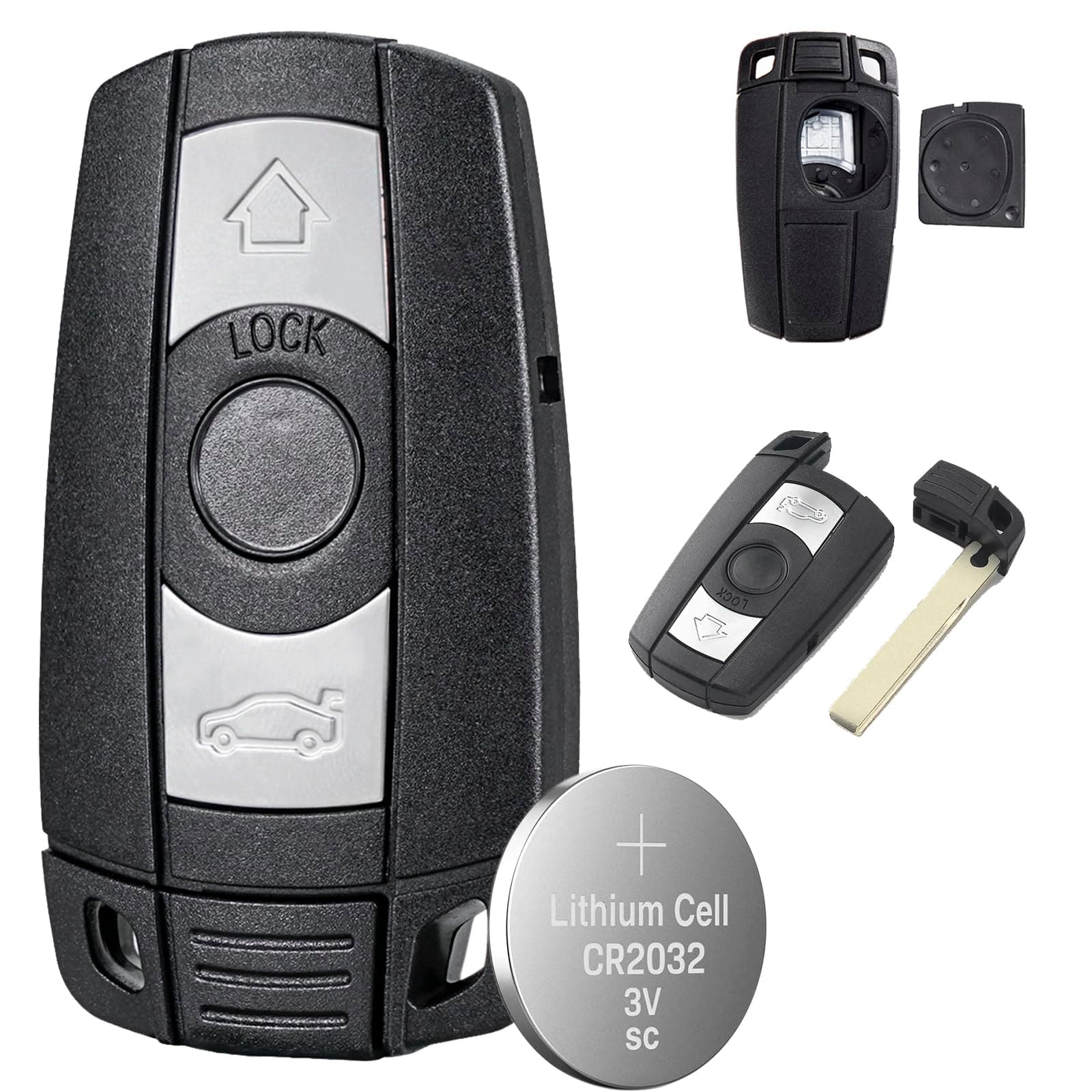 3 Buttons Car Key Case For BMW 1 3 5 6 Series X1 X5 X6 Z4 B-M-W E60 E61 E63 E70 E81 E90 E93 with Battery Holder