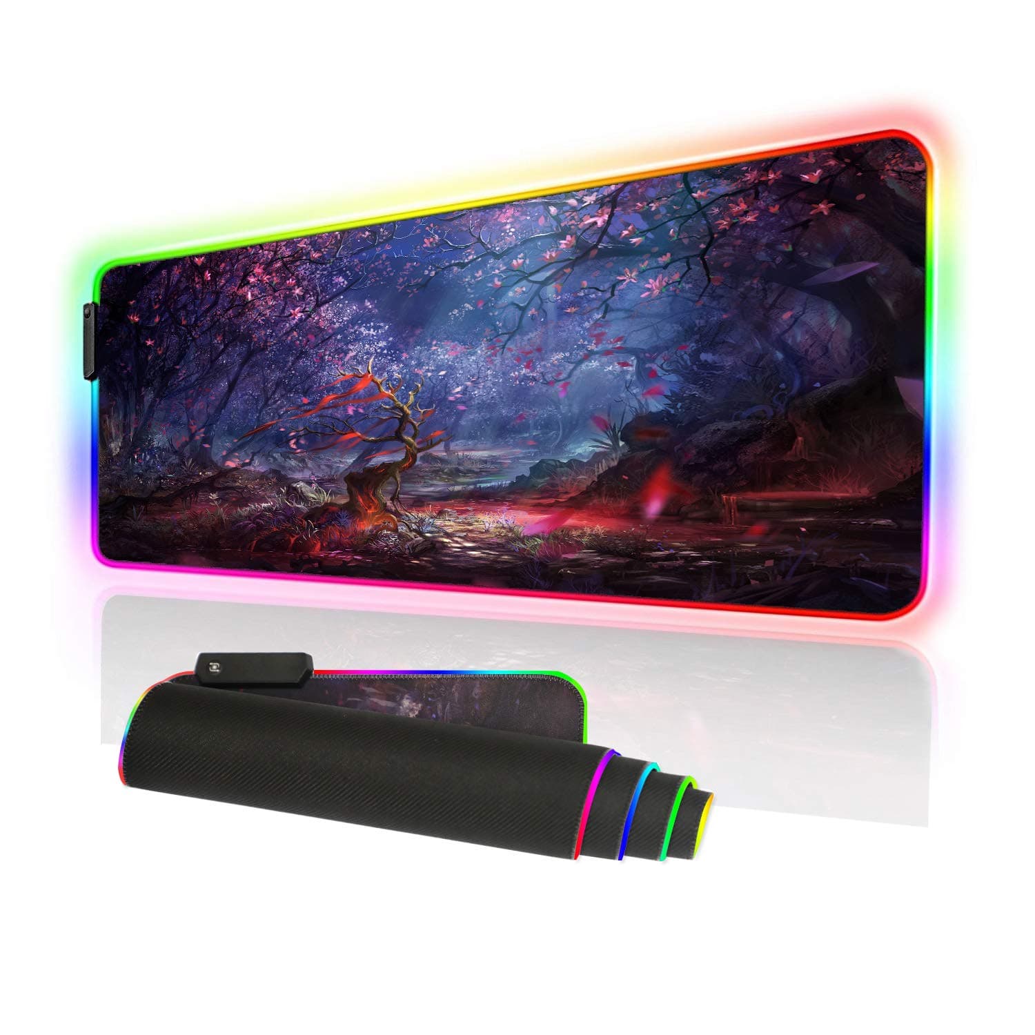 RGB Gaming Mouse Pad Large, Oversized 10 Lighting Mode Thick Glowing LED Extended Mousepad ,Non-Slip Rubber Base Computer Keyboard Pad Mat (80x30 RGBsenlin)