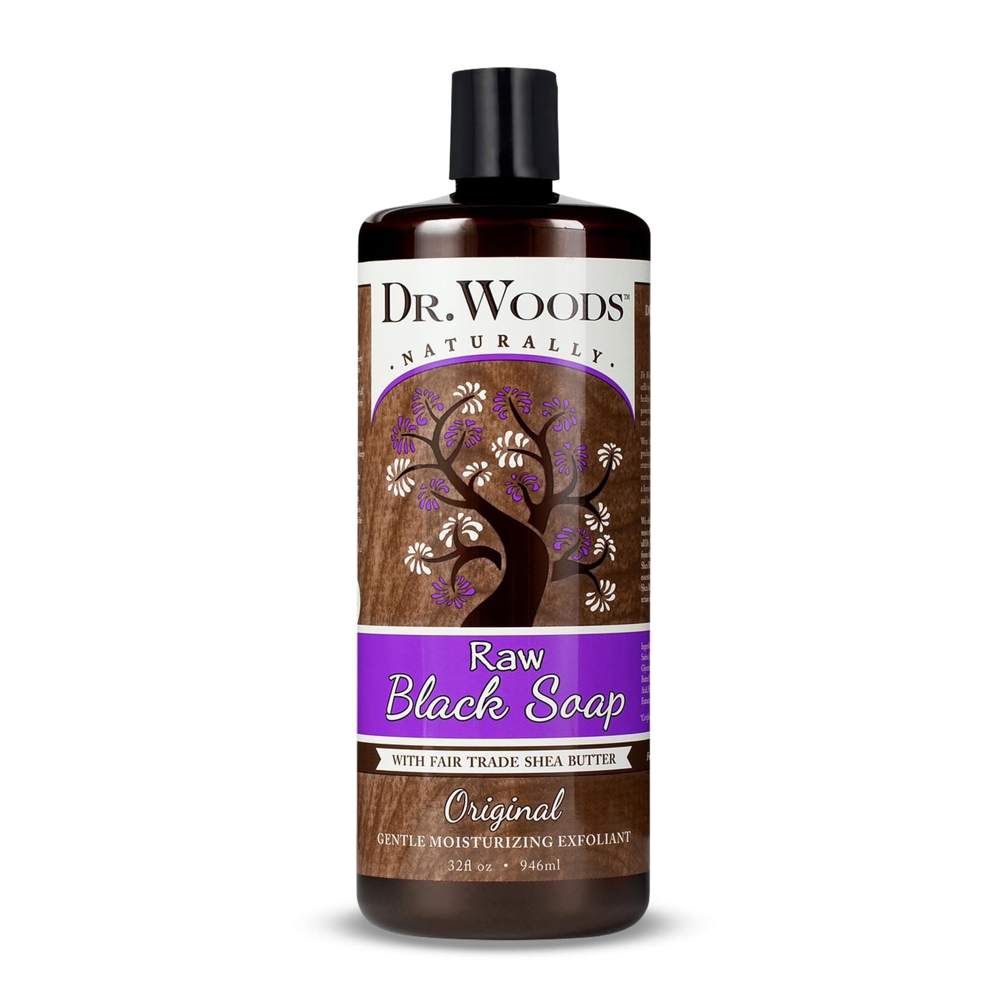 Dr. Woods Raw Black Moisturizing Castile Soap, 32 Ounce