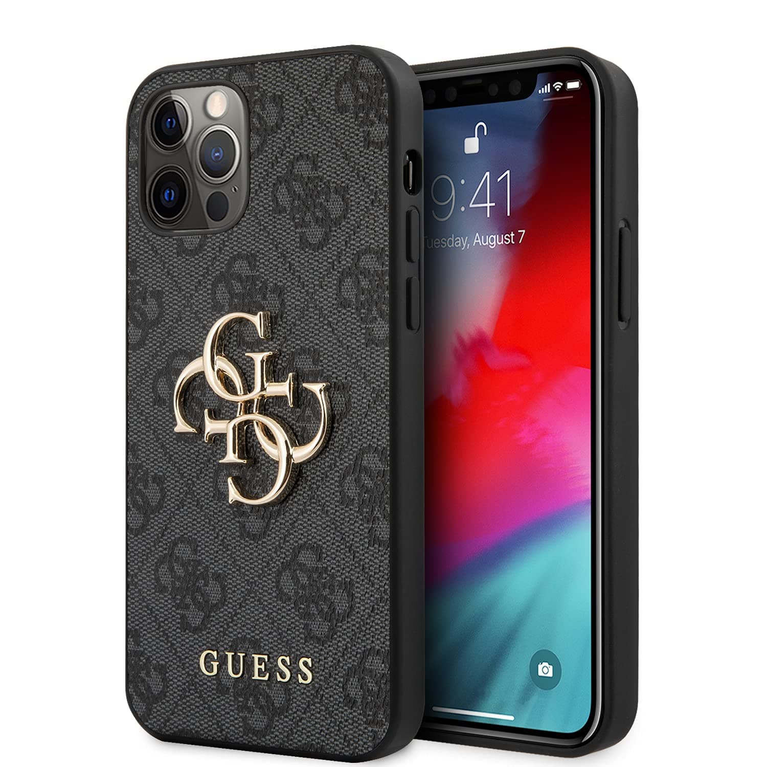 Guess 4G Big Metal Logo Case for iPhone 12 iPhone 12 Pro (Grey)