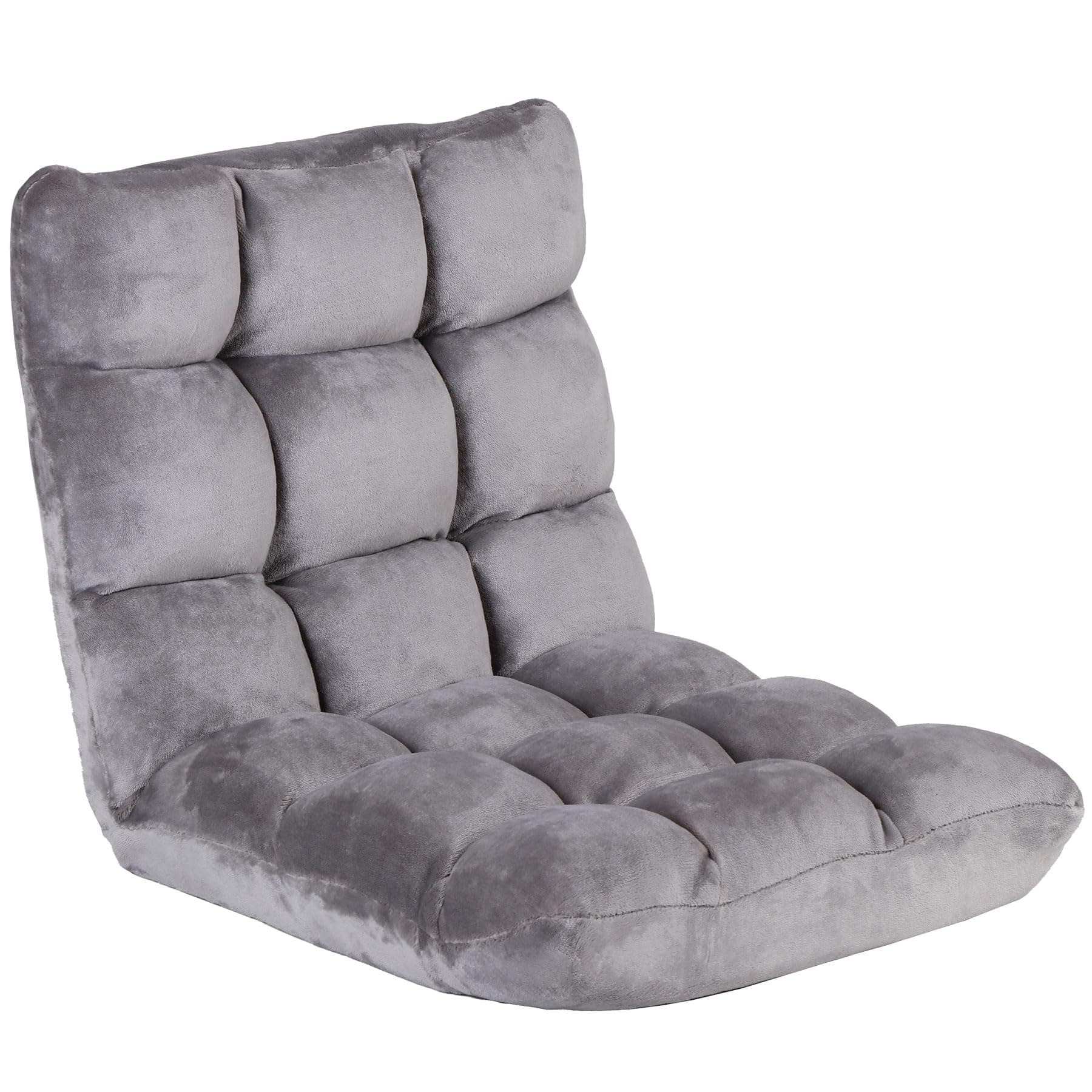 Nouva Adjustable Floor Chair 14-Position Sofa Bed Foldable Cushion Video Gaming Chairs Bean Bag Chair Reading Seating for Adults Kids Teens for Bedroom Living Room Indoor Use,Grey