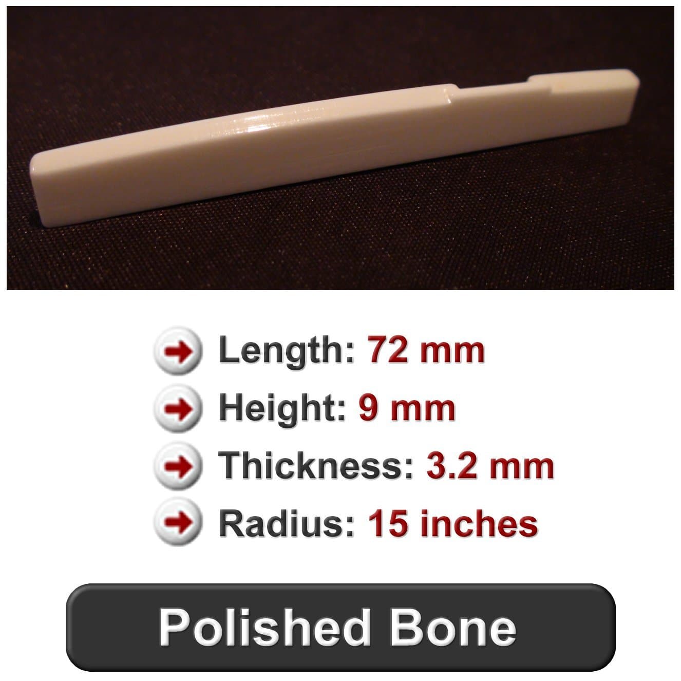 Polished Bone Saddle - Fits Taylor® Guitars