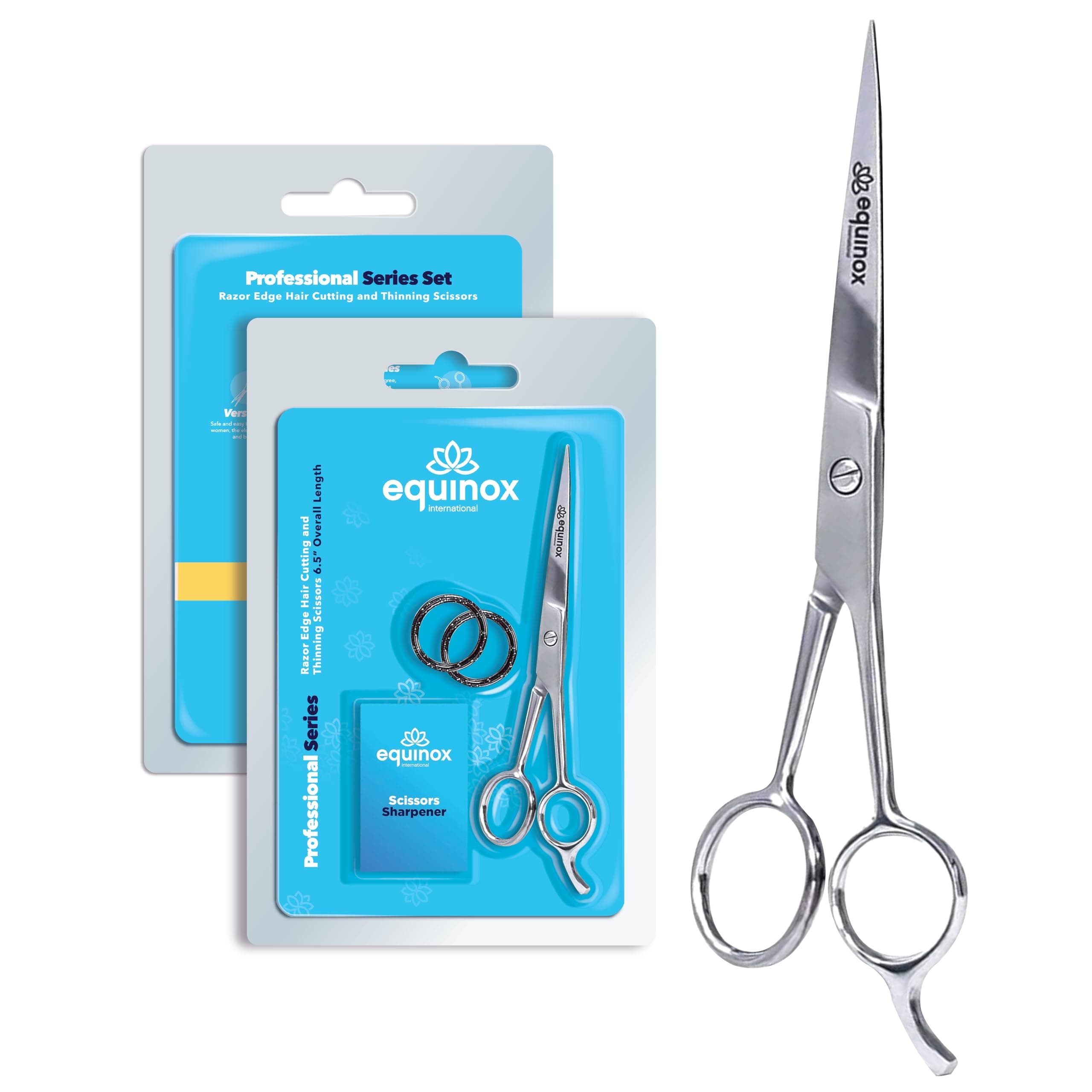 Professional Shears with Finger Rest and Finger Inserts - Ice Tempered Barber Hair Cutting Scissors - 6.5 Inches - Stainless Steel Rust Resistant Hair Scissors