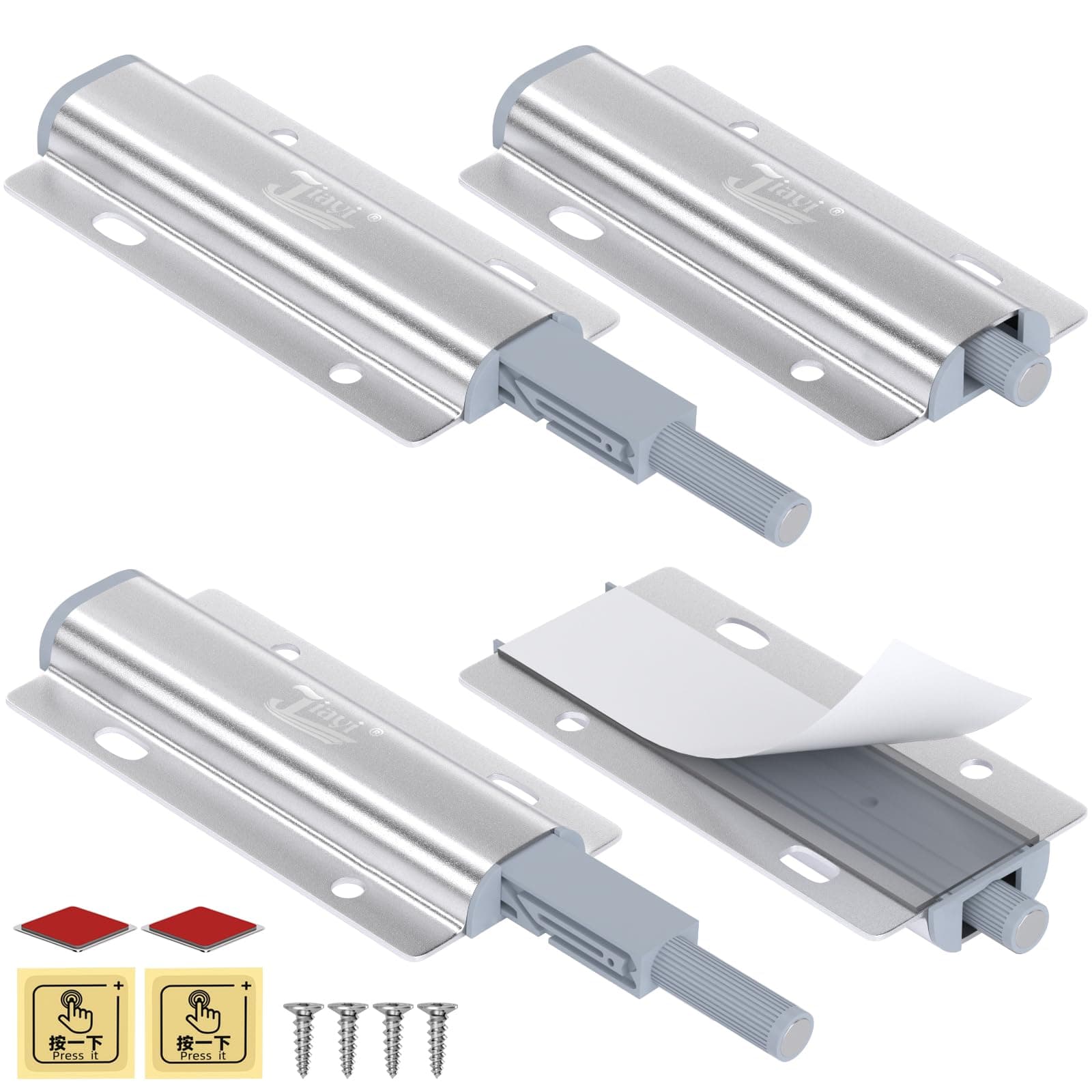 Magnetic Push Latches for Cabinets 4 Pack Push to Open Door Latch Heavy Duty Touch Latches Kitchen Door Push Release Latch for Drawer Closure Push Catch Pop Out Cabinet Hardware