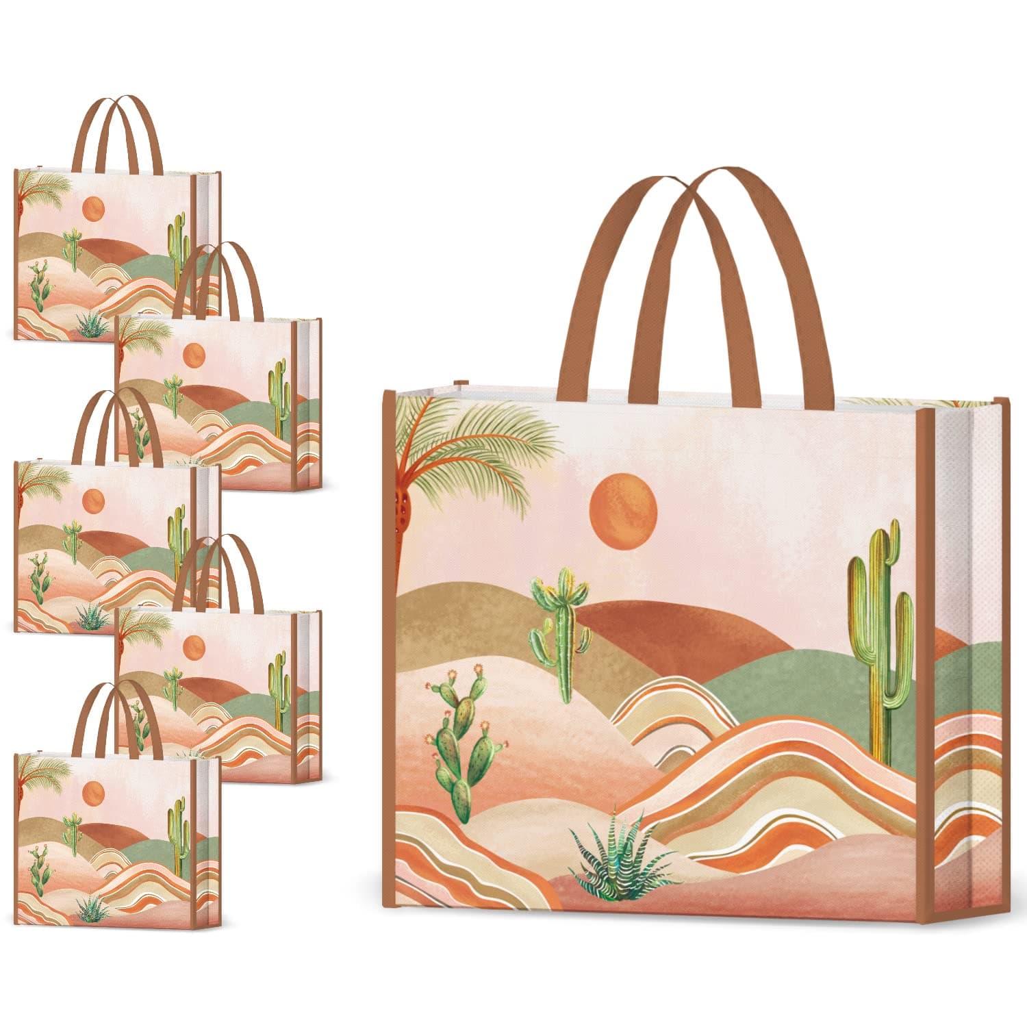 NymphFableNymphFable 5 Pack Gift Bags Medium 17.7 * 15 * 5 inches Reusable Party Gift Bags Tote Bags for Birthday Wedding Party Favour Present Wrap with Handles