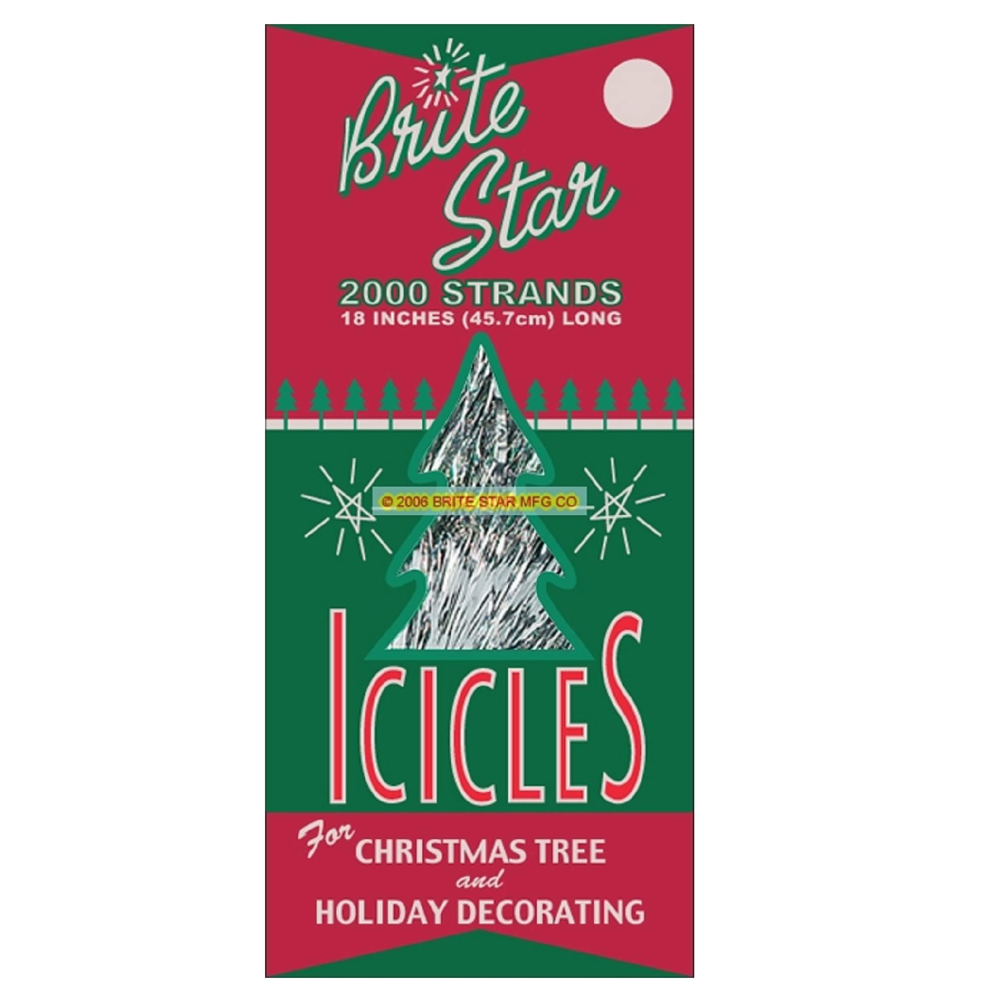 Brite StarIcicles Tinsel,Polyvinyl Chloride, 2000 Strand, Silver, Count