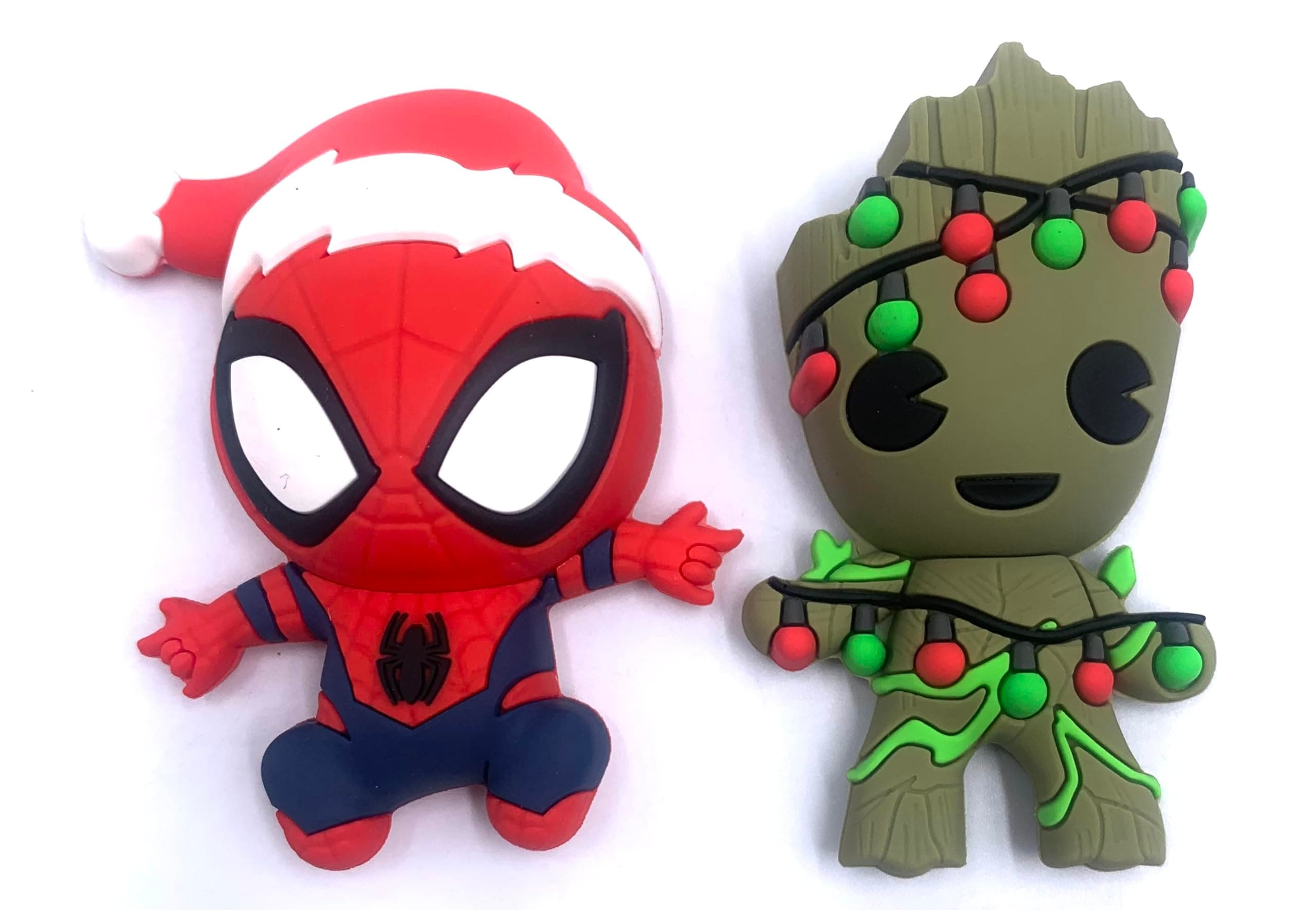 Monogram Marvel Comics Spider-Man with Santa Hat & Guardians of The Galaxy Christmas Lights Groot - 2 Piece 3D Foam Magnet Bundle - Magnet for School Locker, Office, Refrigerator