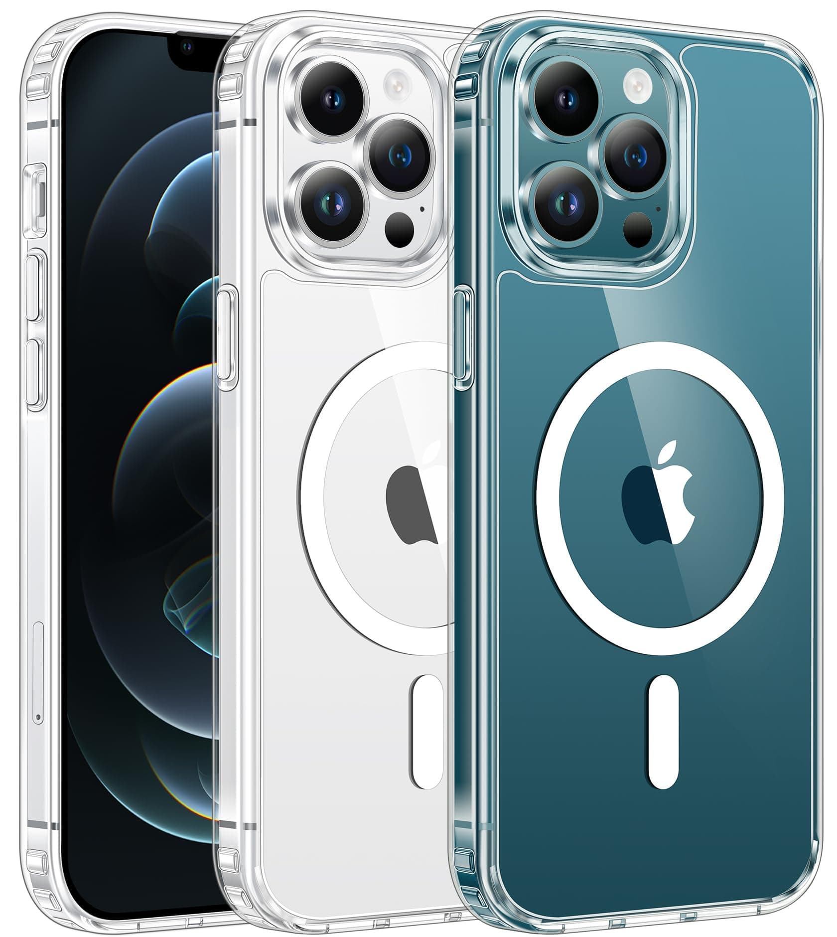 FNTCASE for iPhone 12 Pro-Max Case: Clear Magnetic Phone Cases Compatible with Magsafe Slim Anti Yellowing Military Grade Drop Protection Rugged Protective Transparent Cell Phone Cover (A-Clear)