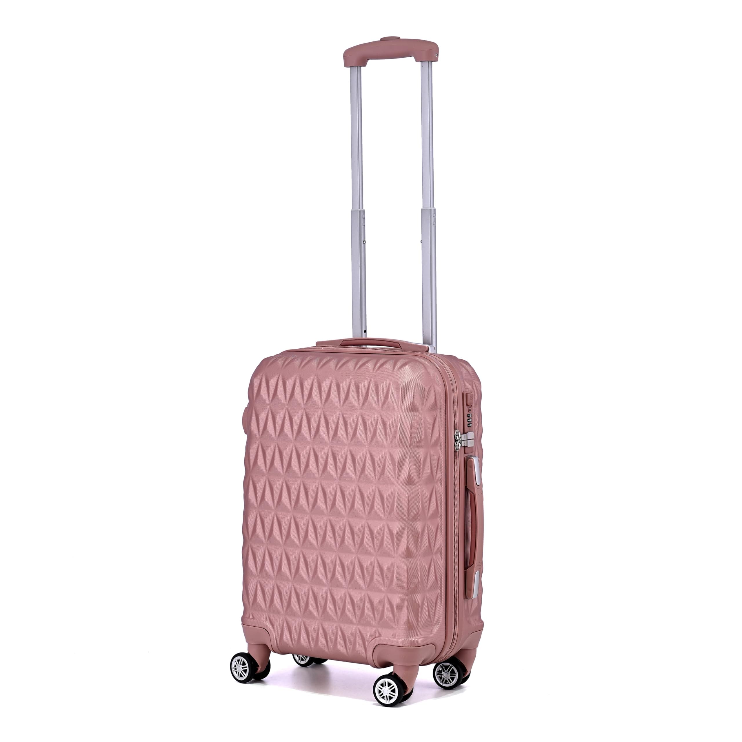 Hard Shell Cabin Carry On Suitcase 55 cm 2.5 kg 35 litres 4 Wheels with Built in 3 Digit Combination Lock, Approved for Ryanair, easyJet, British Airways & More (Rose Gold)