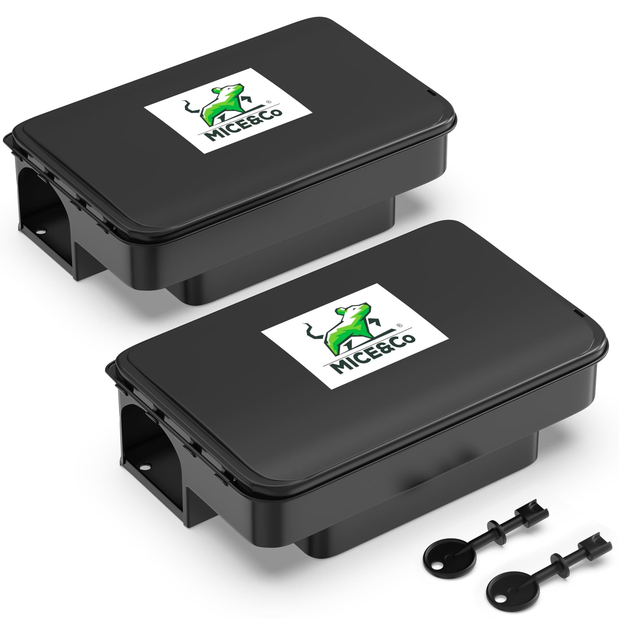 2 x Bait Boxes for Rats and Mice - Professional Poison Bait Station | Rat & Mouse Traps - Effective Indoor & Outdoor Heavy Duty, Tamper Resistant & Lockable