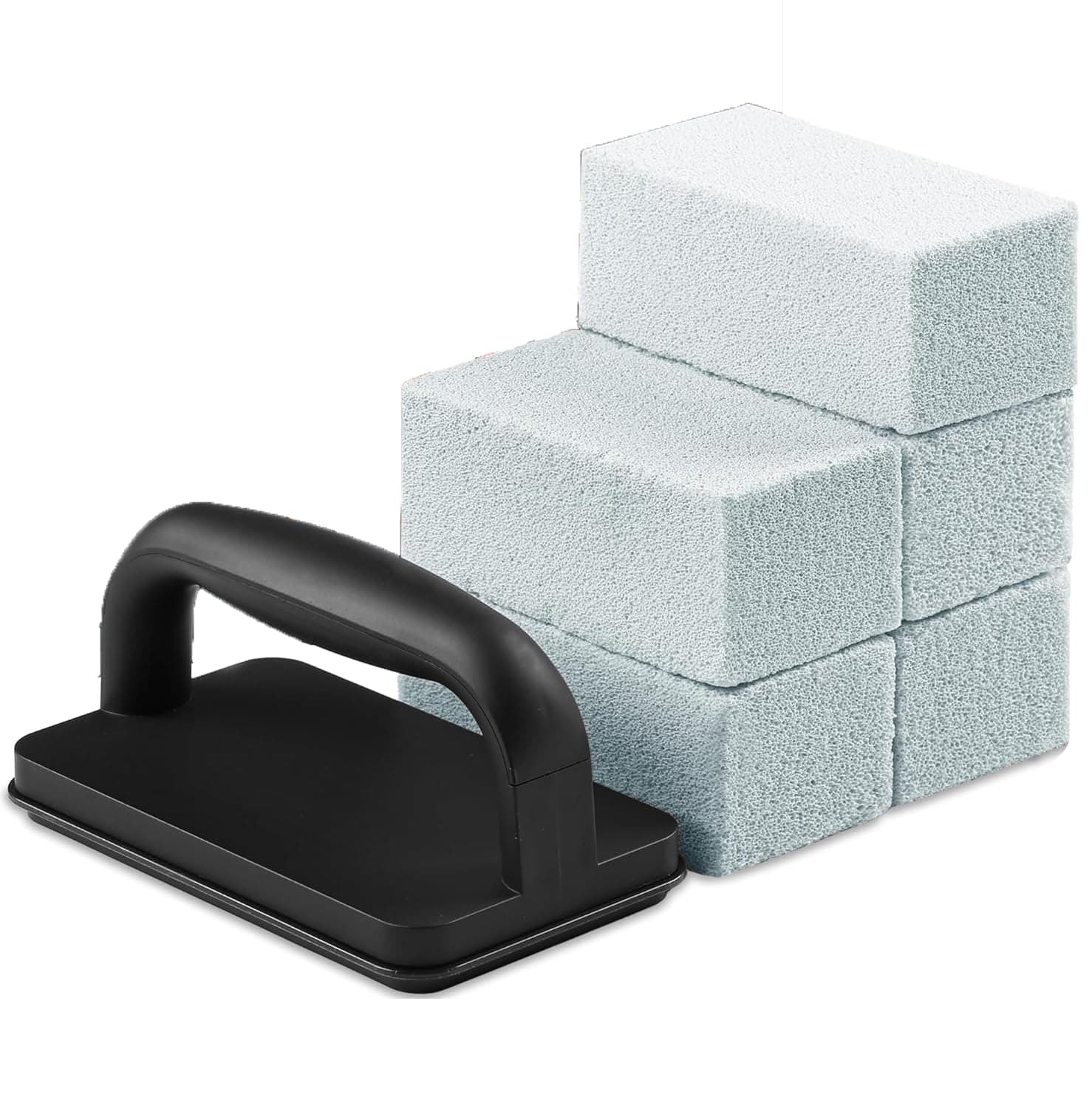 5 Pieces Heavy Duty BBQ Cleaning Bricks with Handle, Scrubbing Pumice Stone for Cleaning Blackstone Flat Top BBQ, Swimming Pool, Sink 