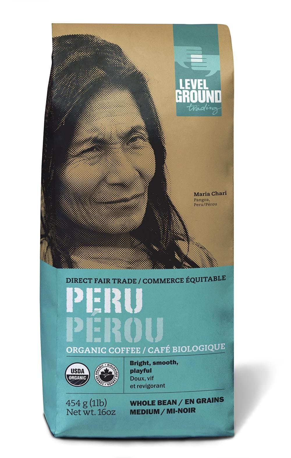 LEVEL GROUND Peru Medium Bean Coffee, 454 GR