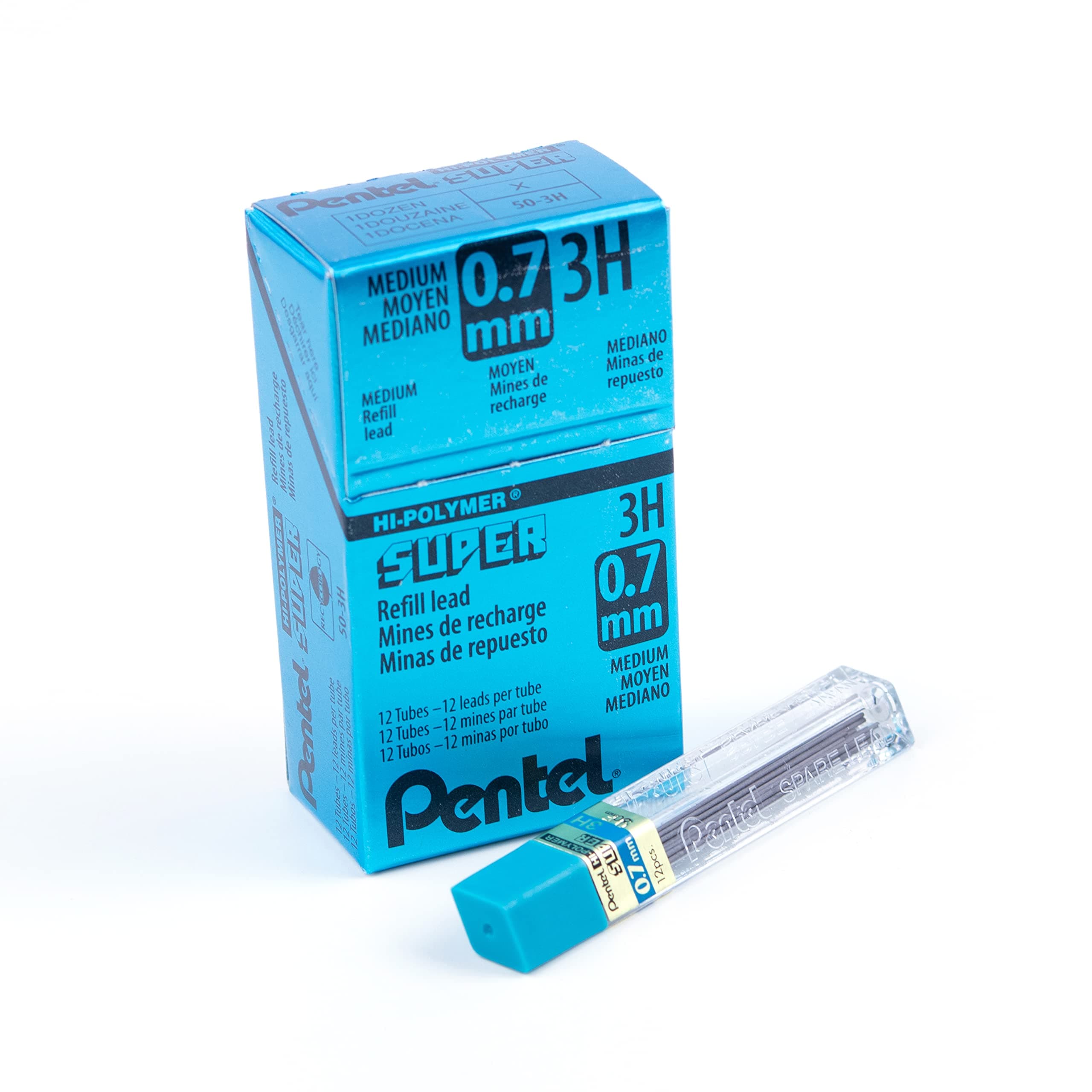 Pentel Super Hi-Polymer Lead Refill, (0.7mm) Medium, 3H, 144 Pieces of Lead (50-3H)