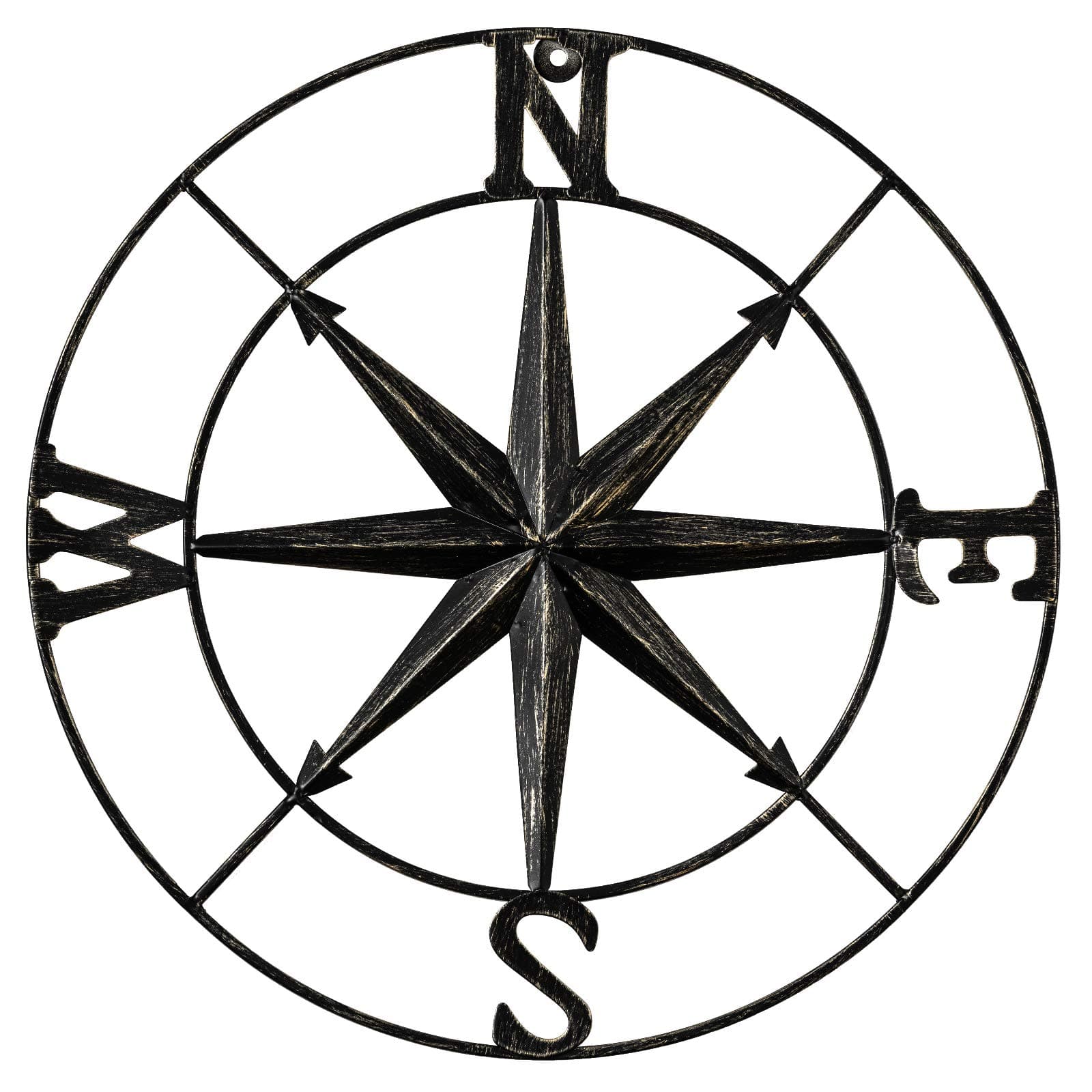 DECORKEY 13" Compass Wall Decor Decorative Round Metal Compass Distressed Wall Décor Nautical Wall Decor for Indoor Outdoor Beach House Decor Nursery Decor Lake House