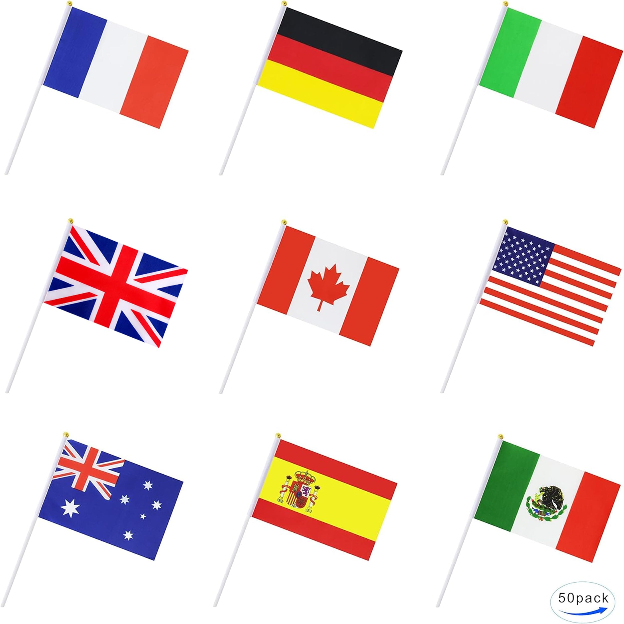 50 Countries International World Stick Flag