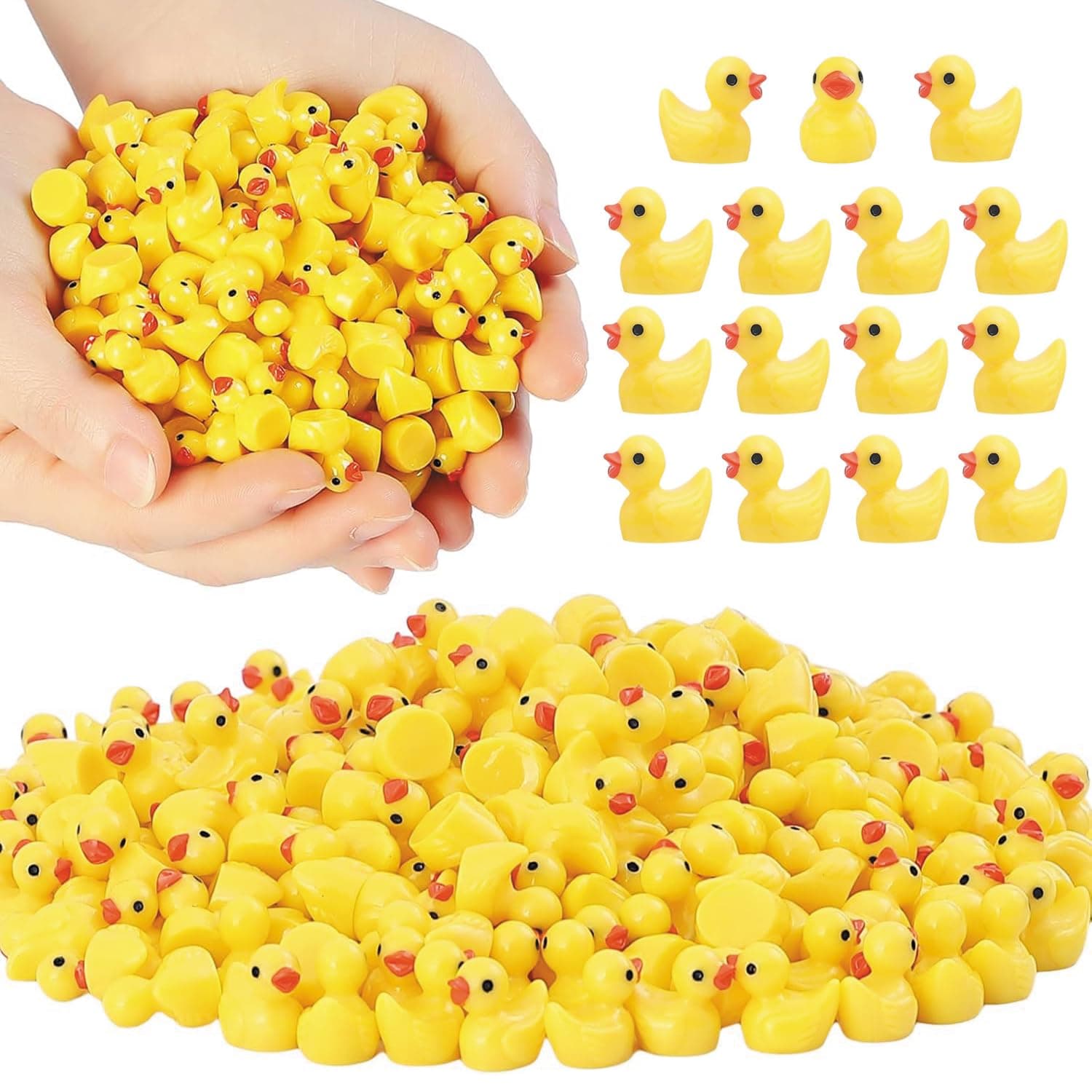 100Pcs Mini Resin Ducks, Tiny Ducks Figurines Bulk for Miniature Dollhouse Decor Accessories Garden Aquarium Potted DIY Ornament Party Toys