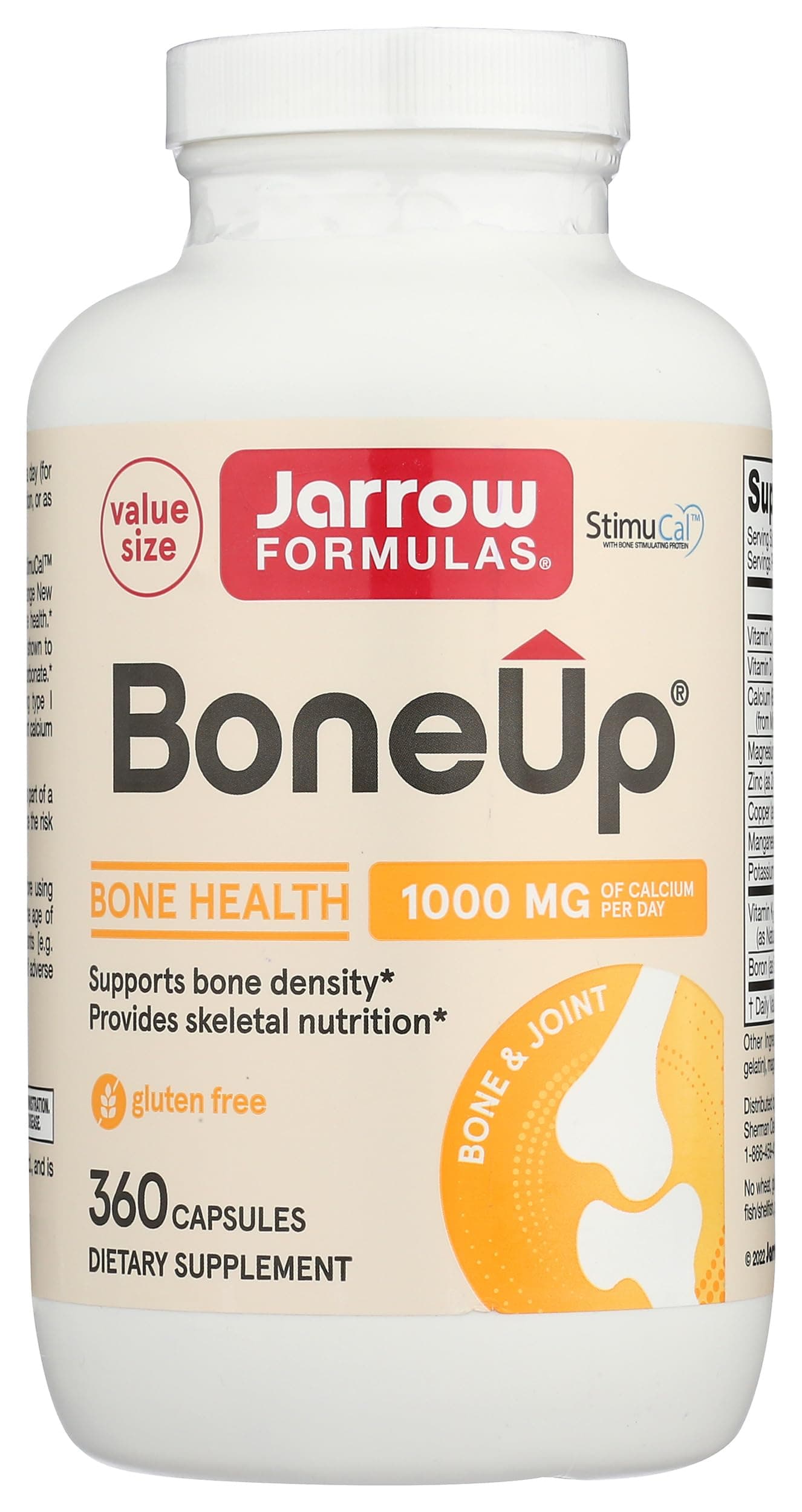Jarrow Formulas BoneUp for Bone Density - Vitamin D3 and K2, Calcium Support, 360 Capsules, Provides Skeletal Nutrition, Up to 60 Days Supply