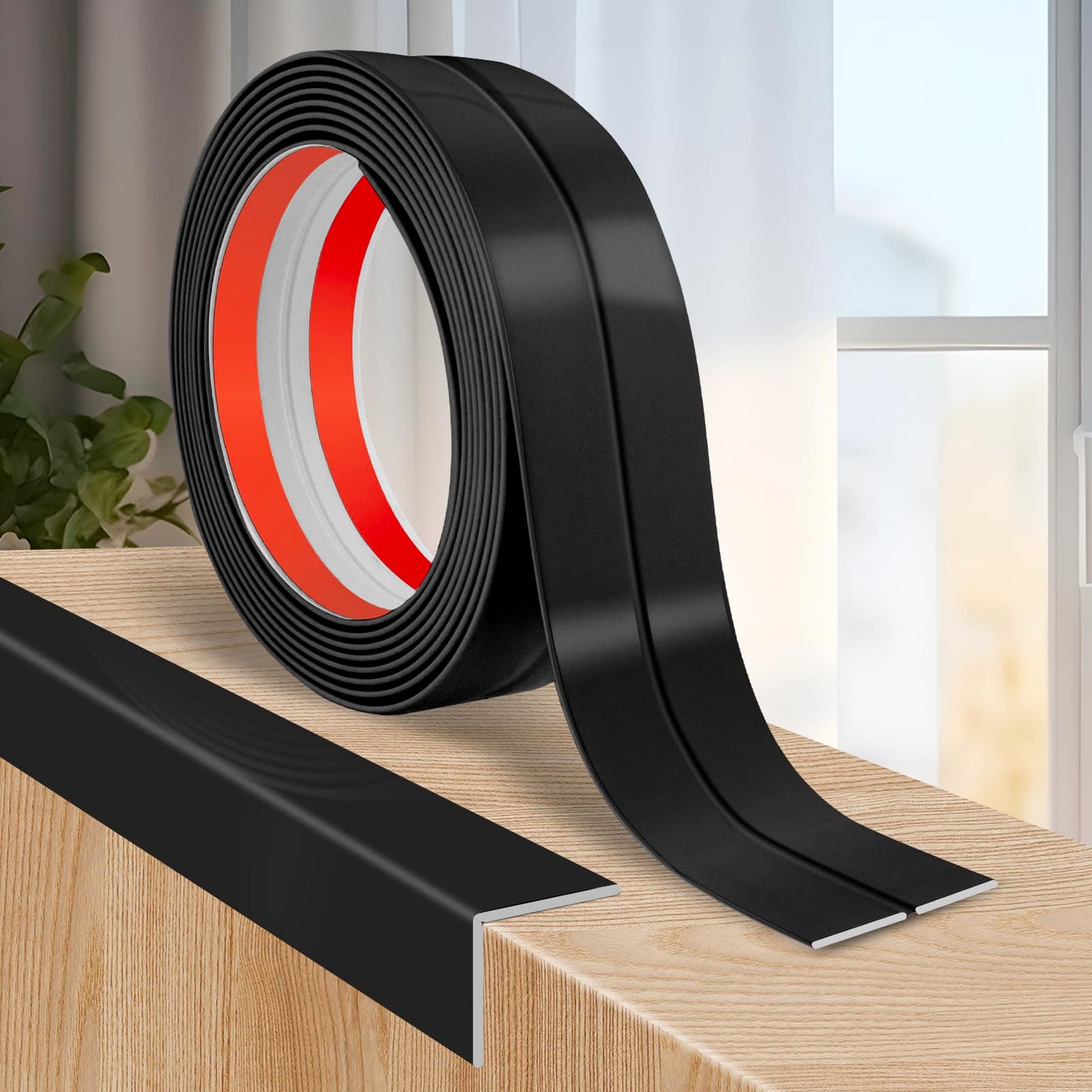 Flexible Wall Corner Protector Moulding Trim Peel and Stick Wall Corner Guards Edge Protector Self Adhesive Molding Trim Strip for Edge Ceiling (Black, 2.4 in x 10 Ft)