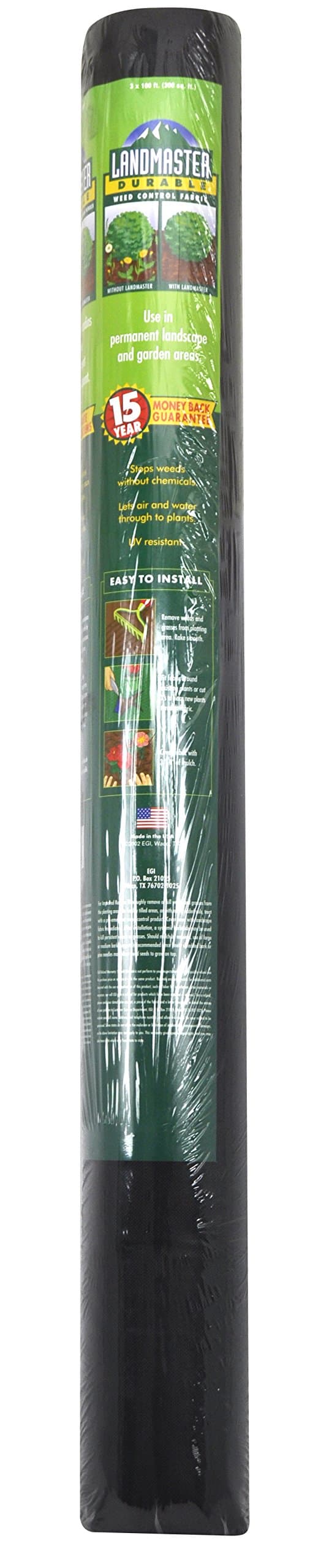 Landmaster Durable Landscape Fabric Weed Control For Permanent Landscape Design and Garden Areas (15 Year Landscape Fabric) 3 feet x 100 feet