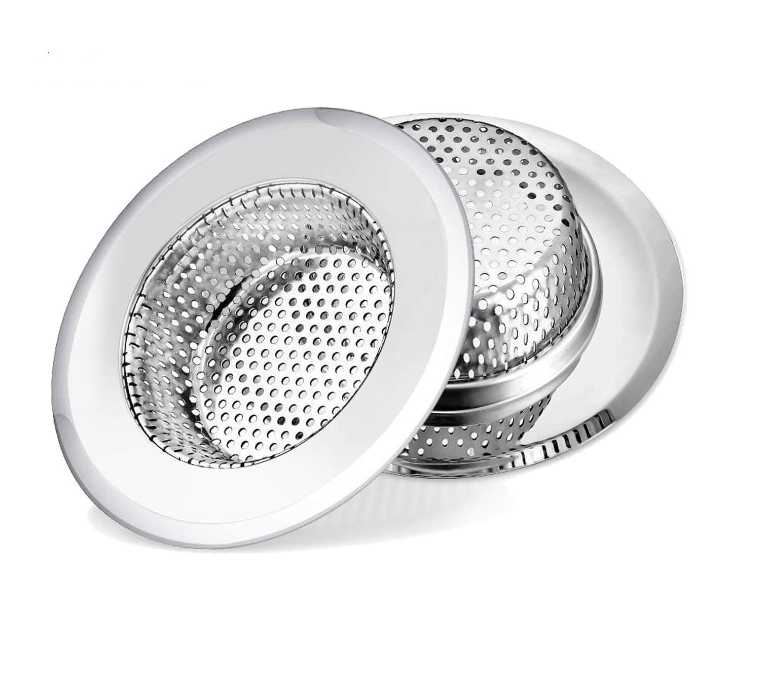 iafand2 Pack Stainless Steel Kitchen Sink Strainer Drain Plug Filter Strainer With Large Wide Rim 4.5" for Kitchen (4.5inch)