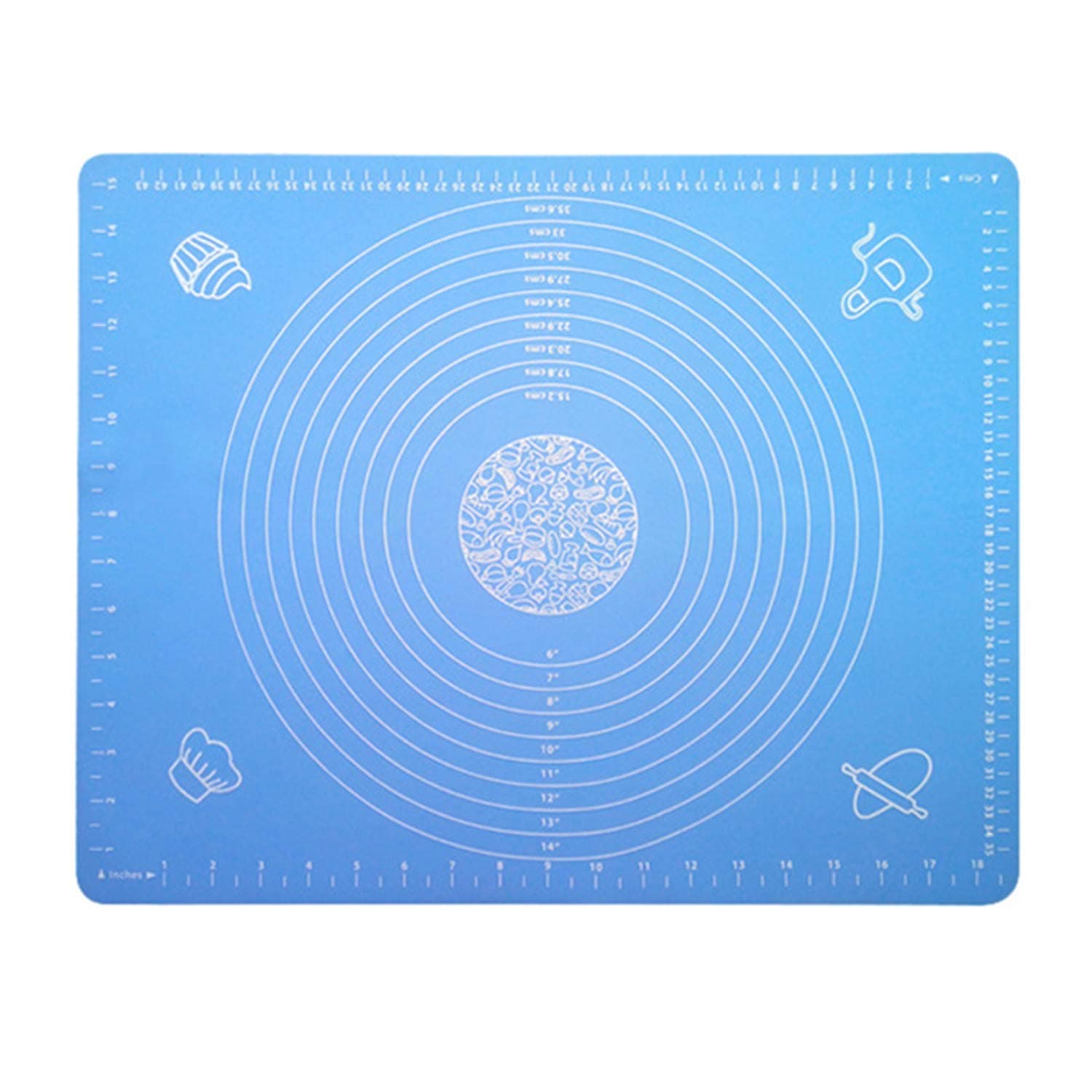Extra Large Silicone Baking Mat for Pastry Rolling with Measurements Pastry Rolling Mat, Reusable Non-Stick Silicone Baking Mat (blue)