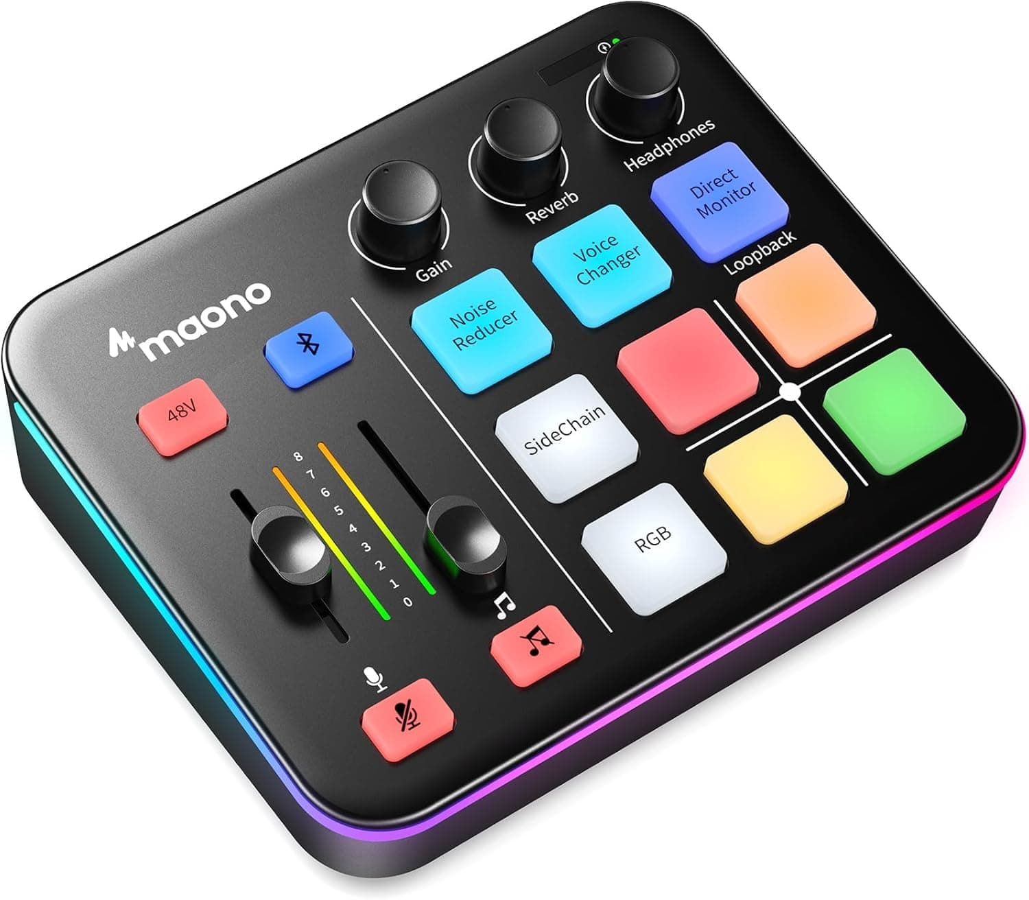 Gaming Audio Mixer, Audio Interface with Pro-preamp, RGB, Bluetooth, 48V Phantom Power for Live Streaming, Podcasting, Content Create, Gaming MaonoCaster G1 NEO (Not for USB Mic)