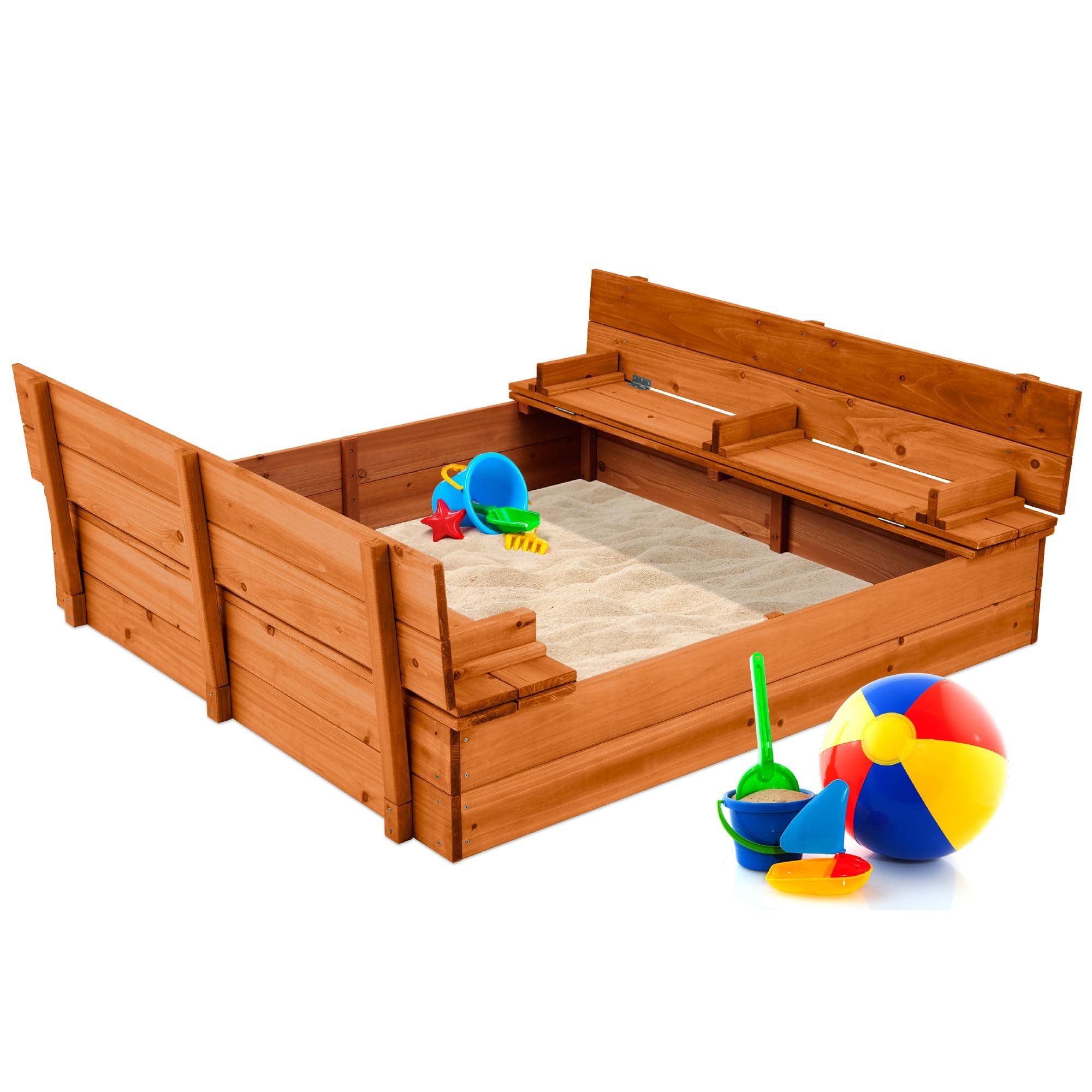 Best Choice Products Cedar Sandbox with Two Bench Seats