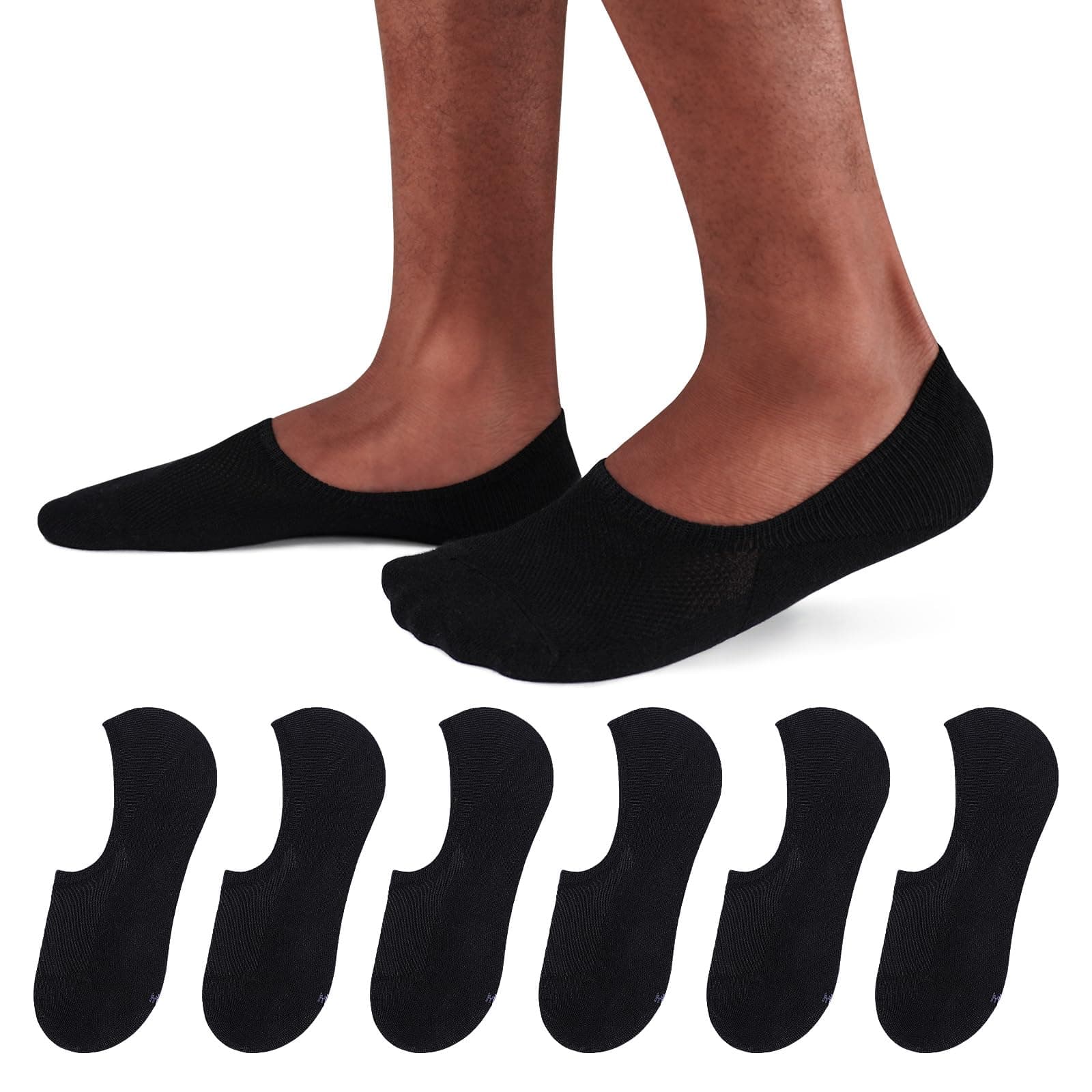 No Show Socks Men 6/8 Pack Invisible Low Cut Non Slip Short Socks Size 5-11/10-13