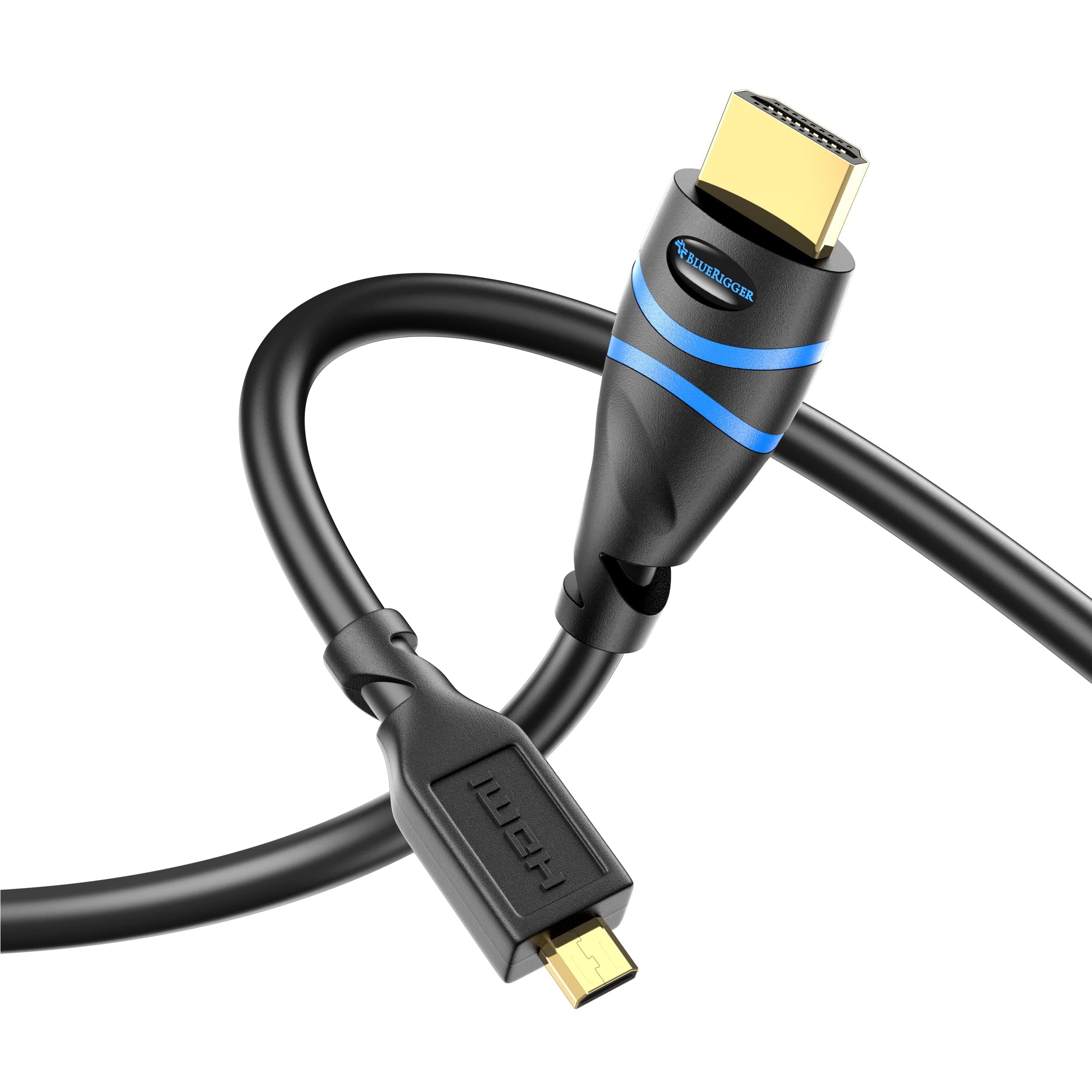 BlueRigger Micro HDMI to HDMI Cable (1M, 4K 60Hz, HDR, High Speed, Ethernet) - Compatible with GoPro Hero 7/6/5/4, Raspberry Pi 4, Sony A6000/A6300 Camera, Nikon B500, Lenovo Yoga 3 Pro, Yoga 710