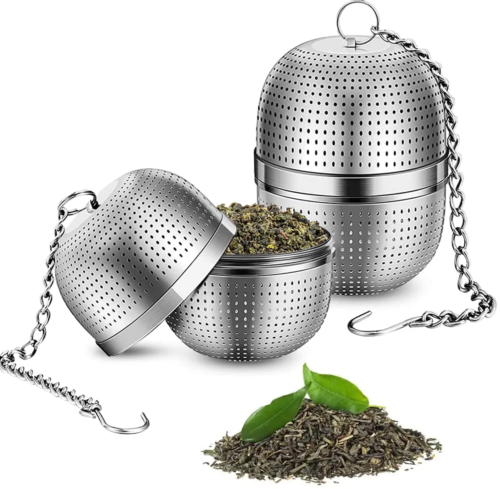 Nalacal Teatea Strainer, 2 Pcs Fine Mesh Tea Infuser Strainer Ball, 5.5Cm Ball Spice With Chain, For Loose