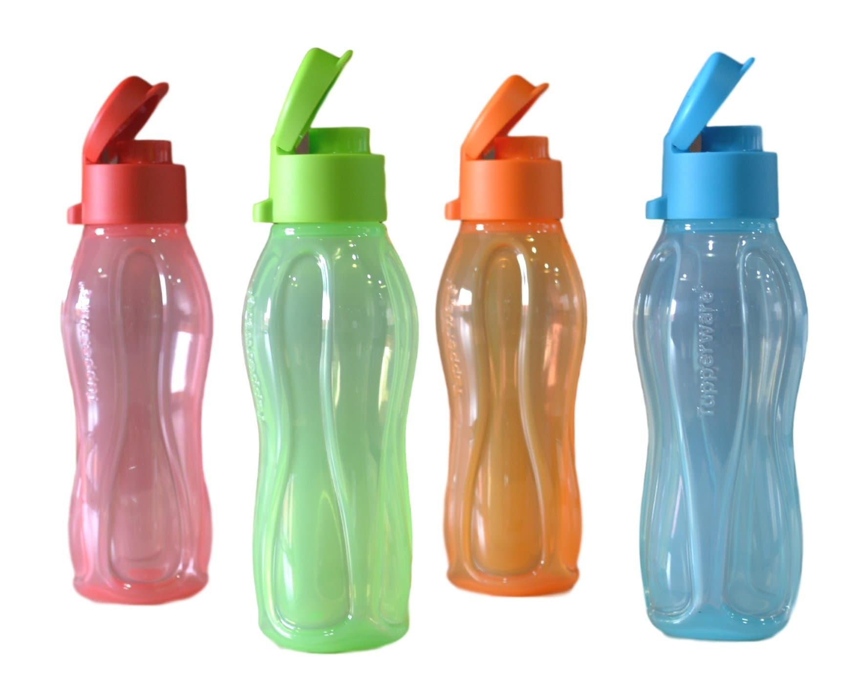 Tupperware Aquasafe Plastic Bottle Set with Fliptop, 310ml, Set of 4, Multicolour