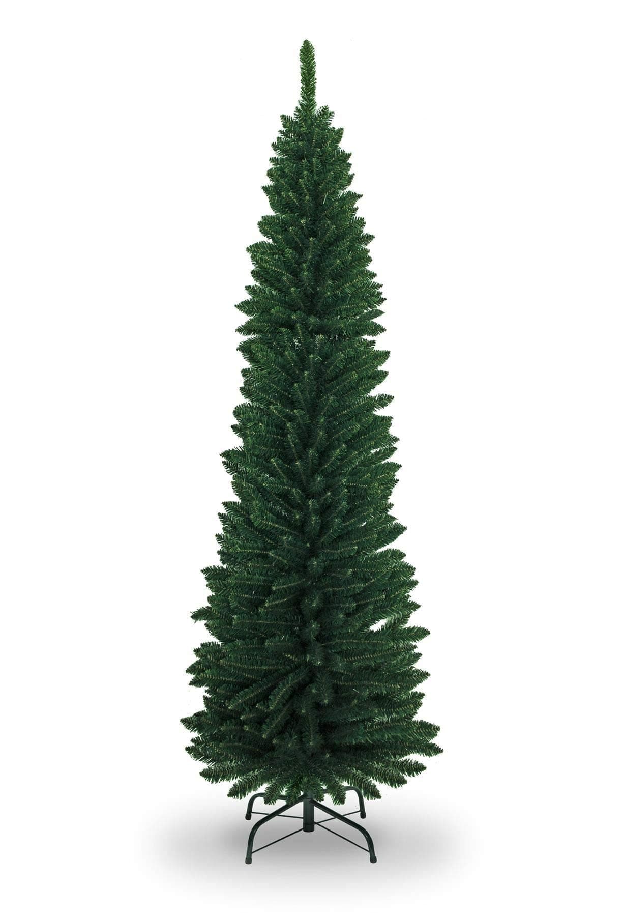 5Ft/1.5m Slim Christmas Tree Artificial Green Pencil Tree 290 Pointed Tips, Metal Stand, Holiday Home Decorations