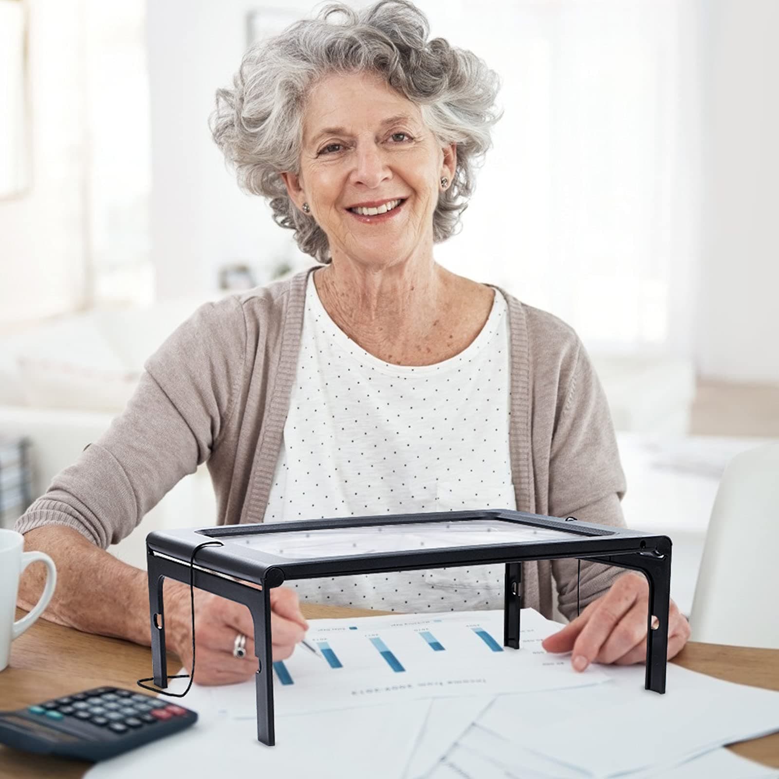 NZQXJXZ 3X Large Full Page Magnifying Glass Hands Free Rectangular Reading Magnifier with 12 LED Lights Foldable Desktop Portable Magnifier Ideal for Reading