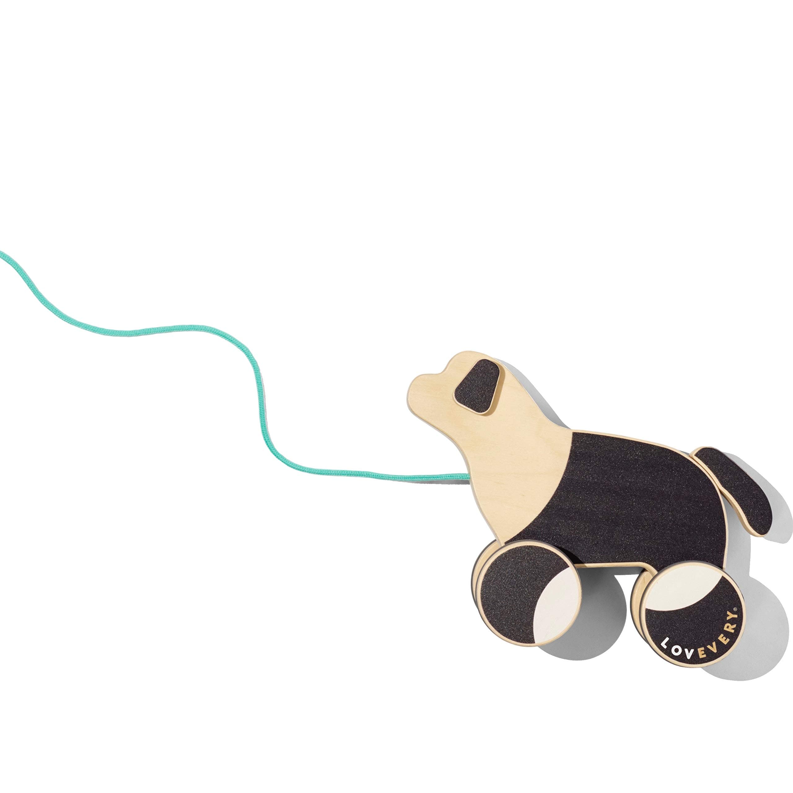 The Pull Pup | Wooden Push Pull Toy, Black/White/Natural Wood, Sustainable Toy for Toddler, Ages 18+ Months
