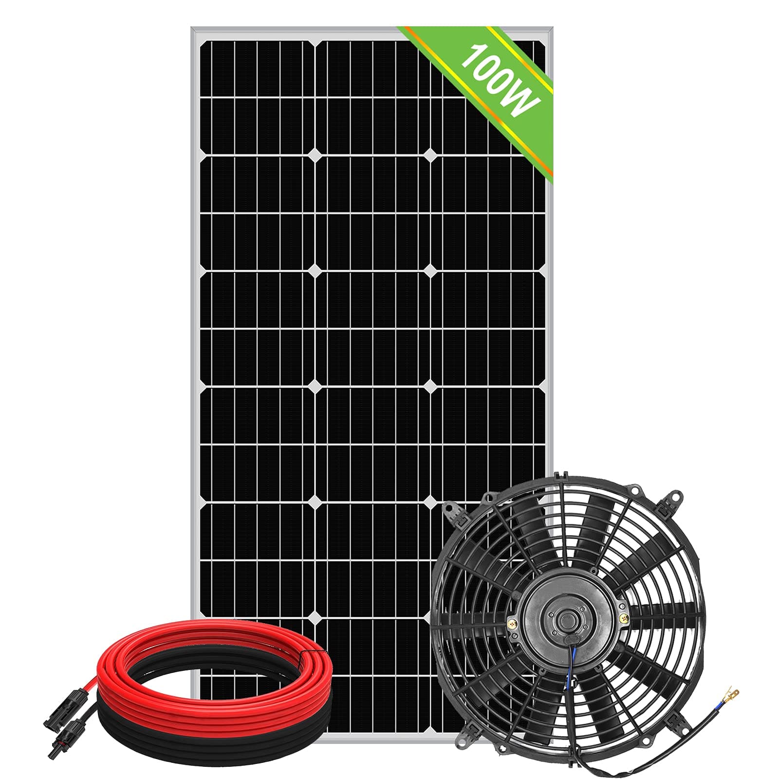 100 Watt Solar Powered Attic Fan System, Ventilator Gable Roof Vent Fan+100W Solar Panel, for Attic or Greenhouse (DELIVERY in 2 Packages)…