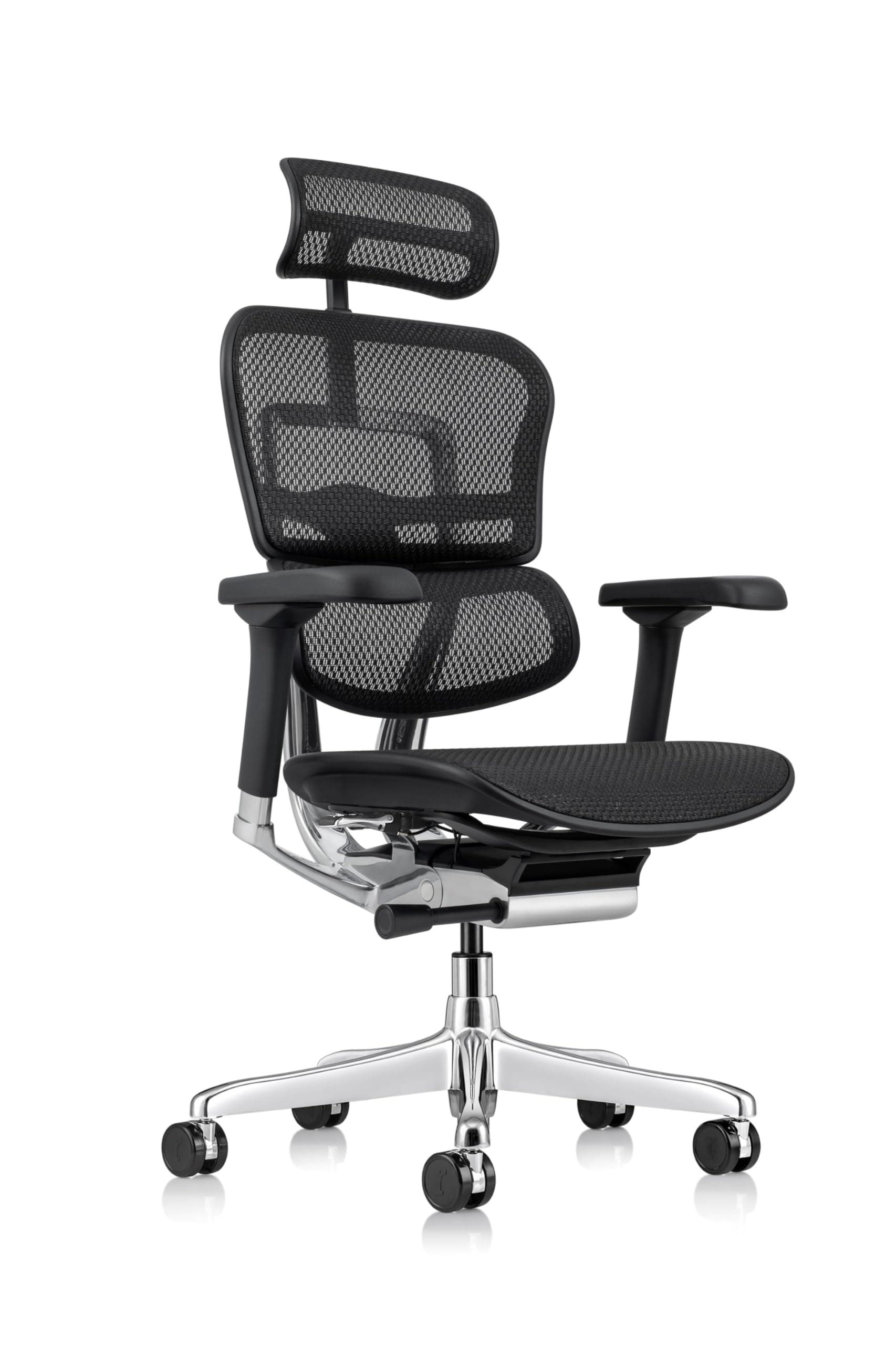 Ergohuman Eurotech GEN2 – High Back Black Mesh Office Chair with Adjustable and Flexible Lumbar Support – Headrest, Seat Slider, Armrests, and Height Adjustment
