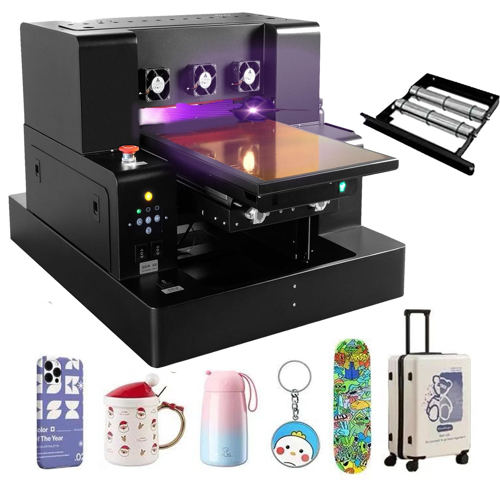 L805 UV Flatbed Printer Machine, Higher Resolution 2880 x1440dpi, UV DTF Printer Machine with Bottle Holder for Phone Case Glass Cups Stickers (A4 UV L1805)