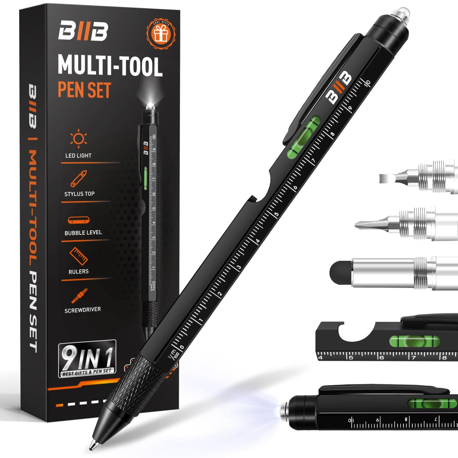 BIIB Easter Gifts for Men 9 in 1 Multitool Pen, Mens Easter Basket Stuffers, Mens Gifts for Dad Him Husband, Birthday Gift for Men Who Have Everything, Dad Gift from Wife Daughter