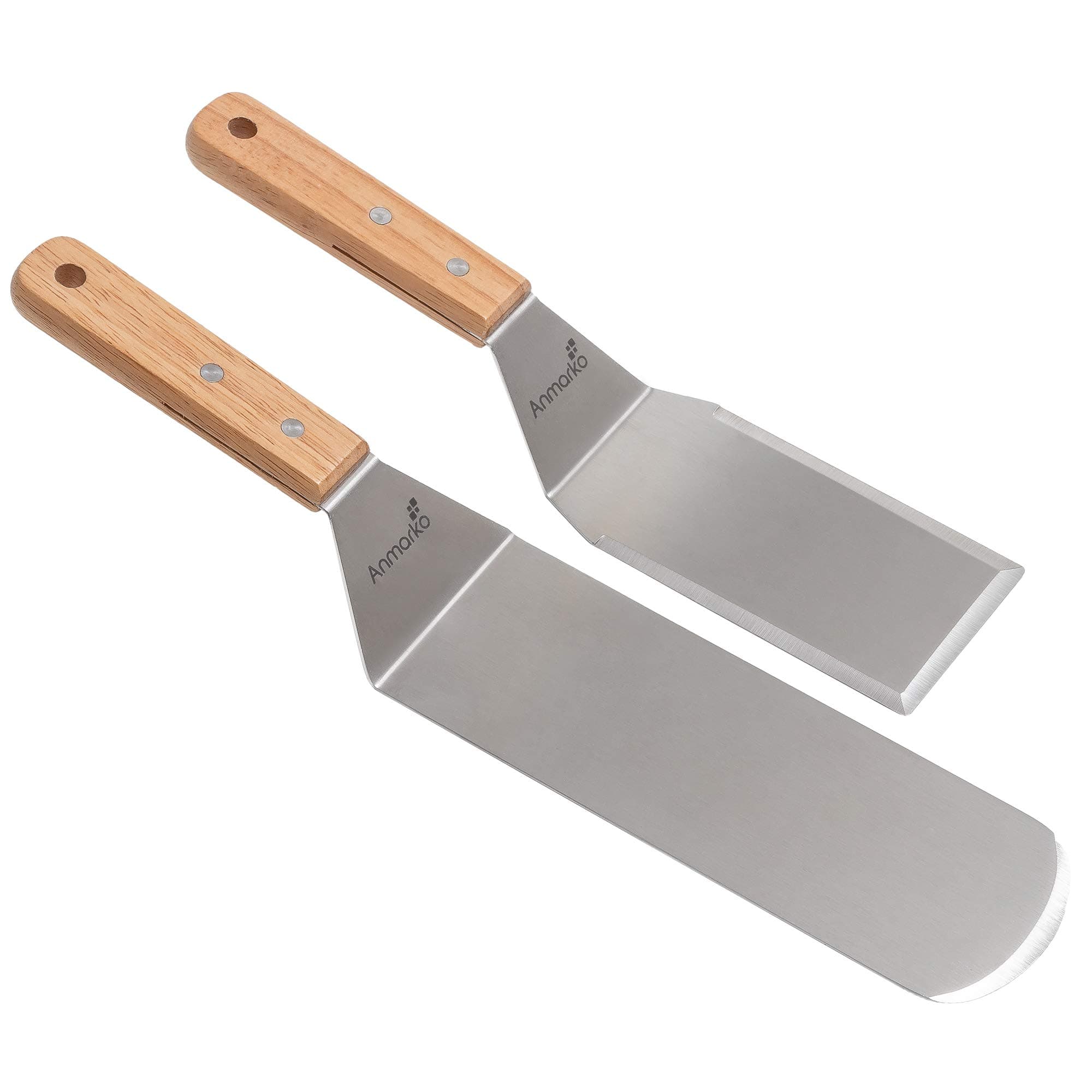 Metal Spatula Set - Griddle Long Spatula - Teppanyaki spatulas - Griddle Scraper and Pancake Flipper or Hamburger Turner - Stainless Steel Utensil great for BBQ Grill Flat Top - Commercial Grade