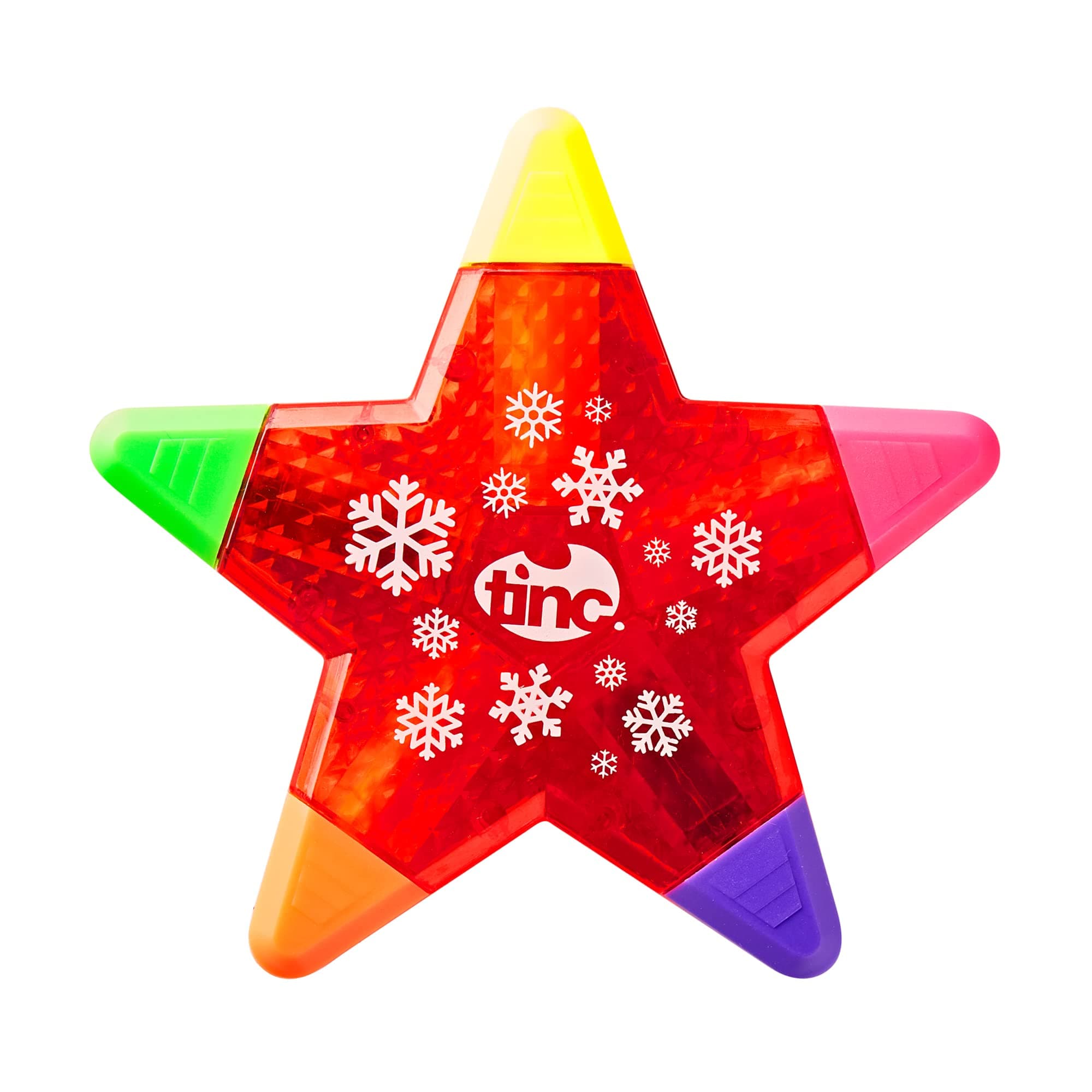 Tinc Star Shaped Snowflake 5 in 1 Multi Coloured Highlighter Pen for Kids - Red, Stocking Filler, Christmas Highlighter SNWSTRHL