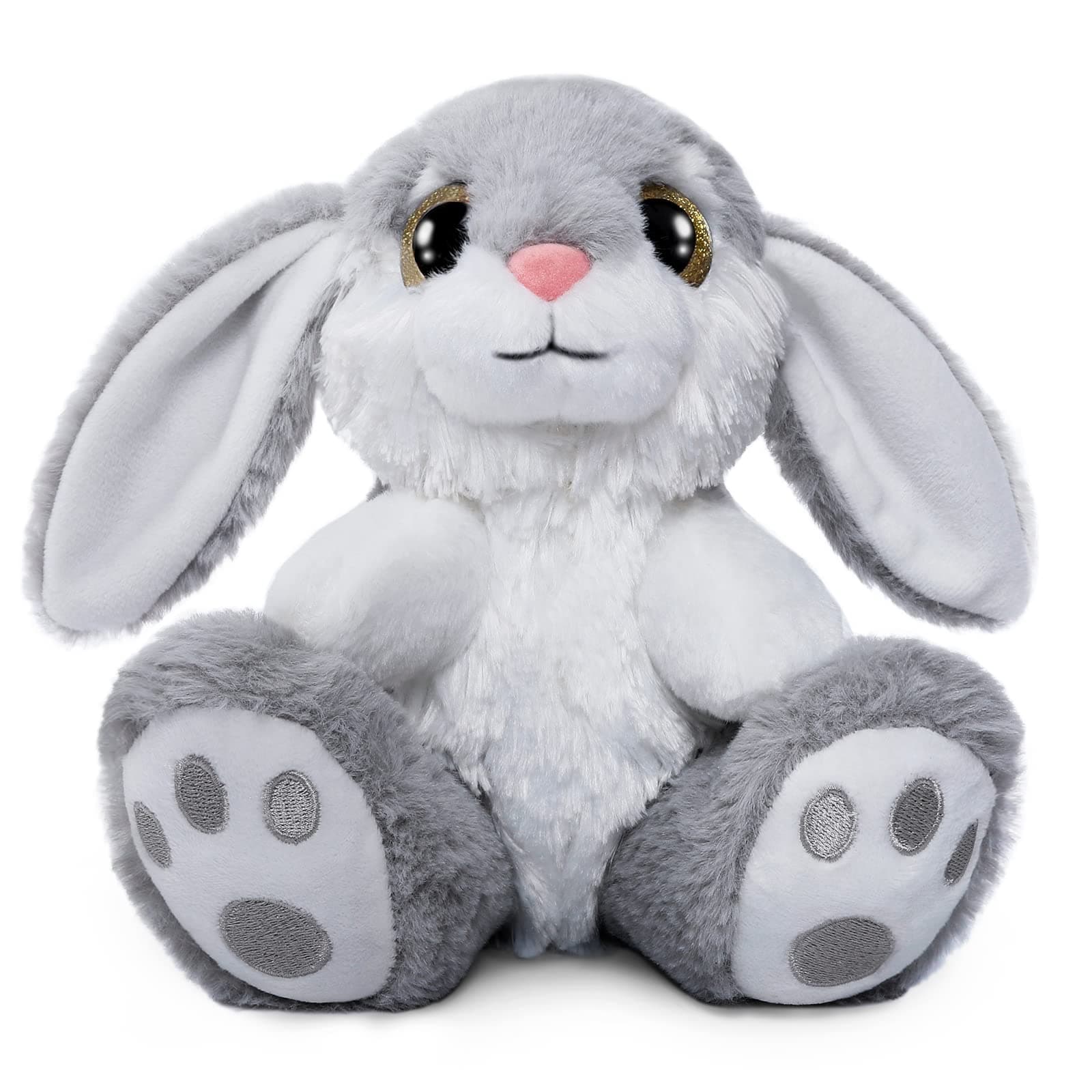 Nleio Easter Bunny Plush Soft Toy, 8.5" Plush Rabbit with Floppy Ears, Machine Washable & Softness, Bunny Teddy Stuffed Animals for Girls Boys Babies Kids Easter Toys Gifts Decorations (Gray)