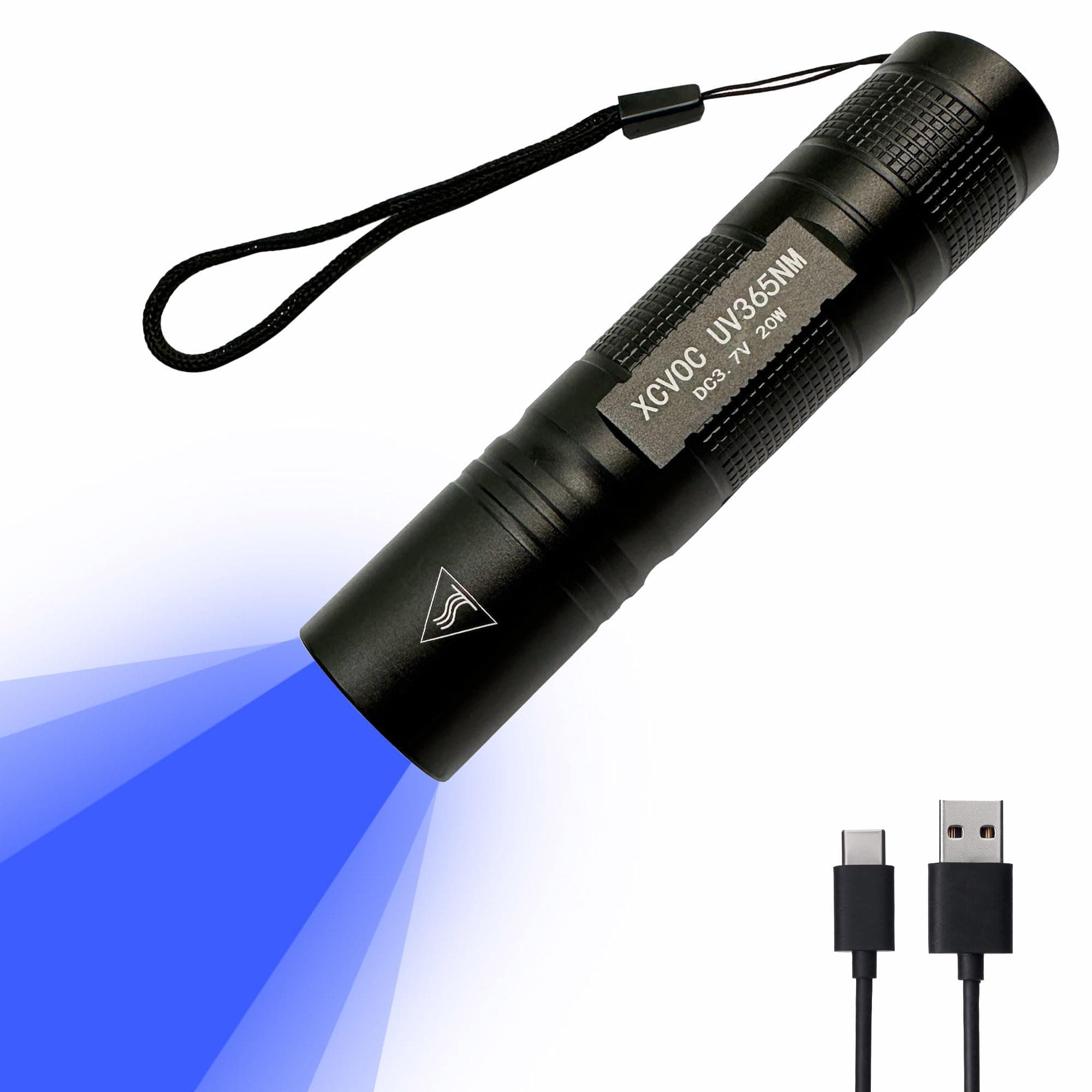 UV Blacklight Flashlight with Filter Rechargeable 365nm Shortwave Uv Light for Minerals Rock Hunting,Resin Curing,Pet Urine Detection Torch 20W Woods Lamp Ringworm