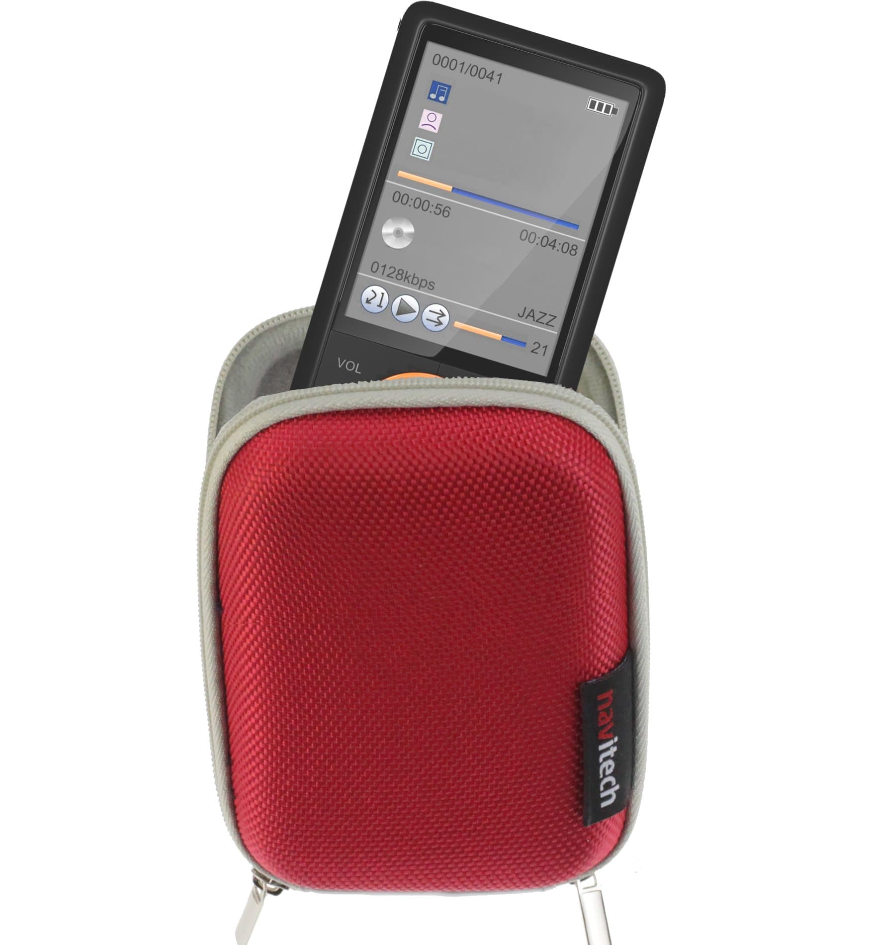 Navitech Red Hard Water Resistant Case/Cover Compatible With The mp3 digital audio player Compatible With The Kubik Evo 8GB