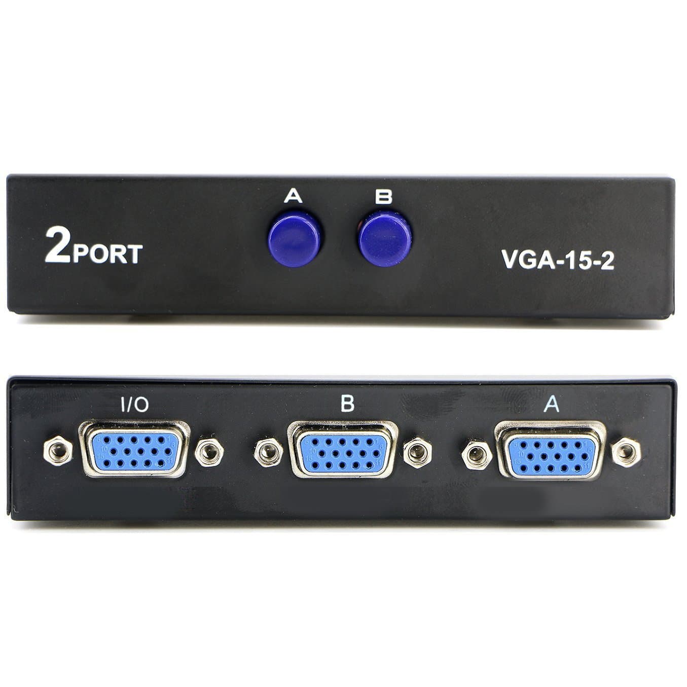 PASOW 2 in 1 Out 2 Port VGA Switch - Press Button Two Way Video Switch for PC TV Monitor - Black