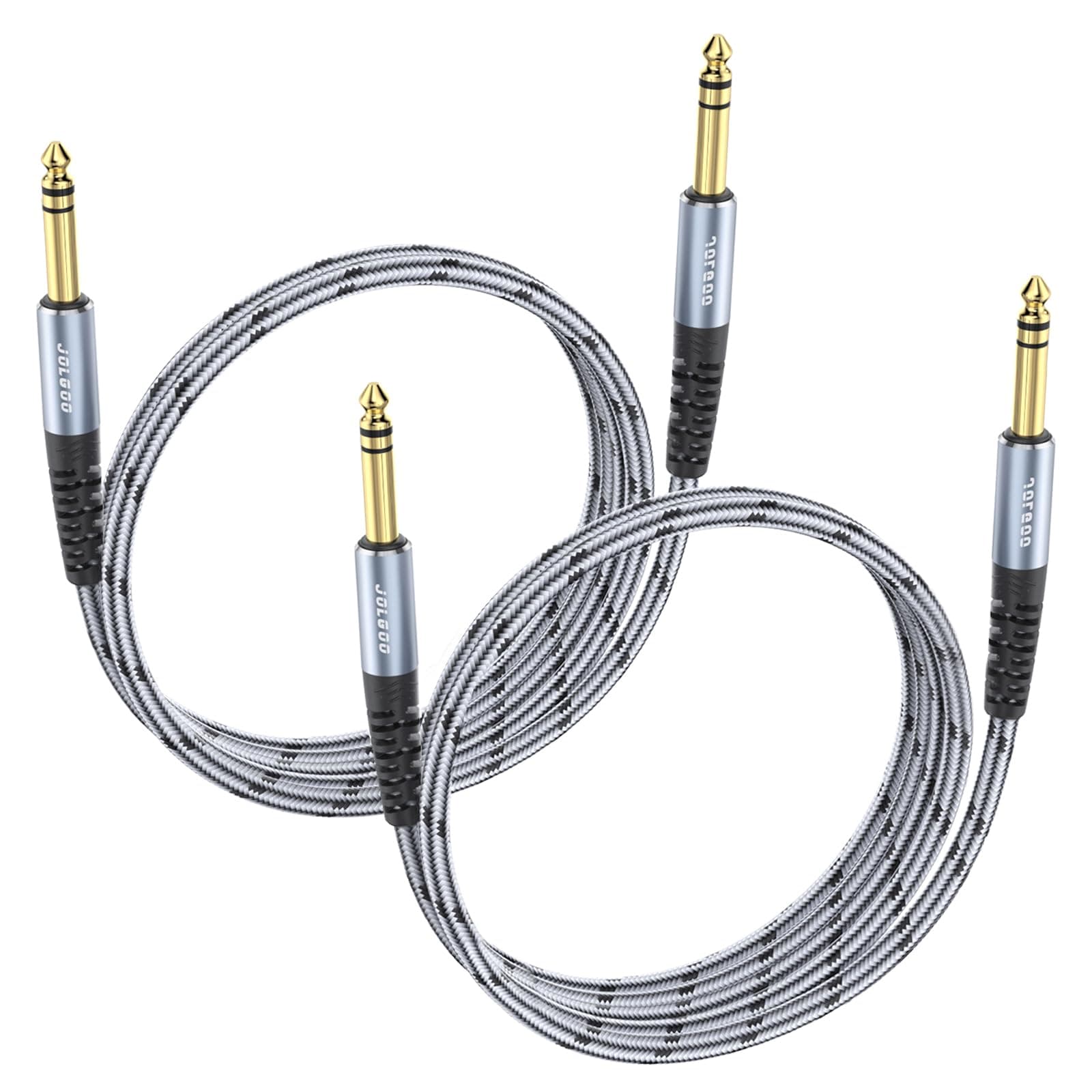 1/4 Inch TRS Instrument Cable 3.3 FT 2-Pack, Quarter inch Audio Cable, 6.35 Balanced Interconnect Line for Electric Guitar, Bass, Keyboard, Mixer, Amplifier, Speaker, Electric Mandolin