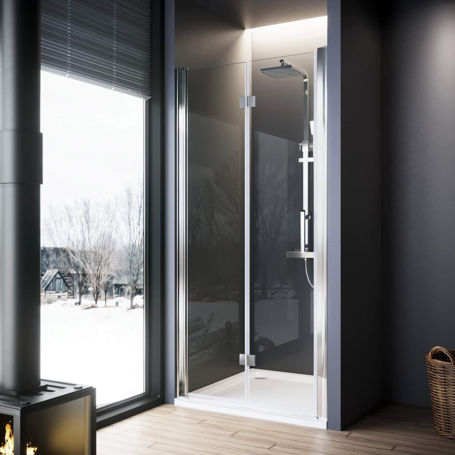 ELEGANT 700mm Frameless Bi-Fold Shower Door, Clear