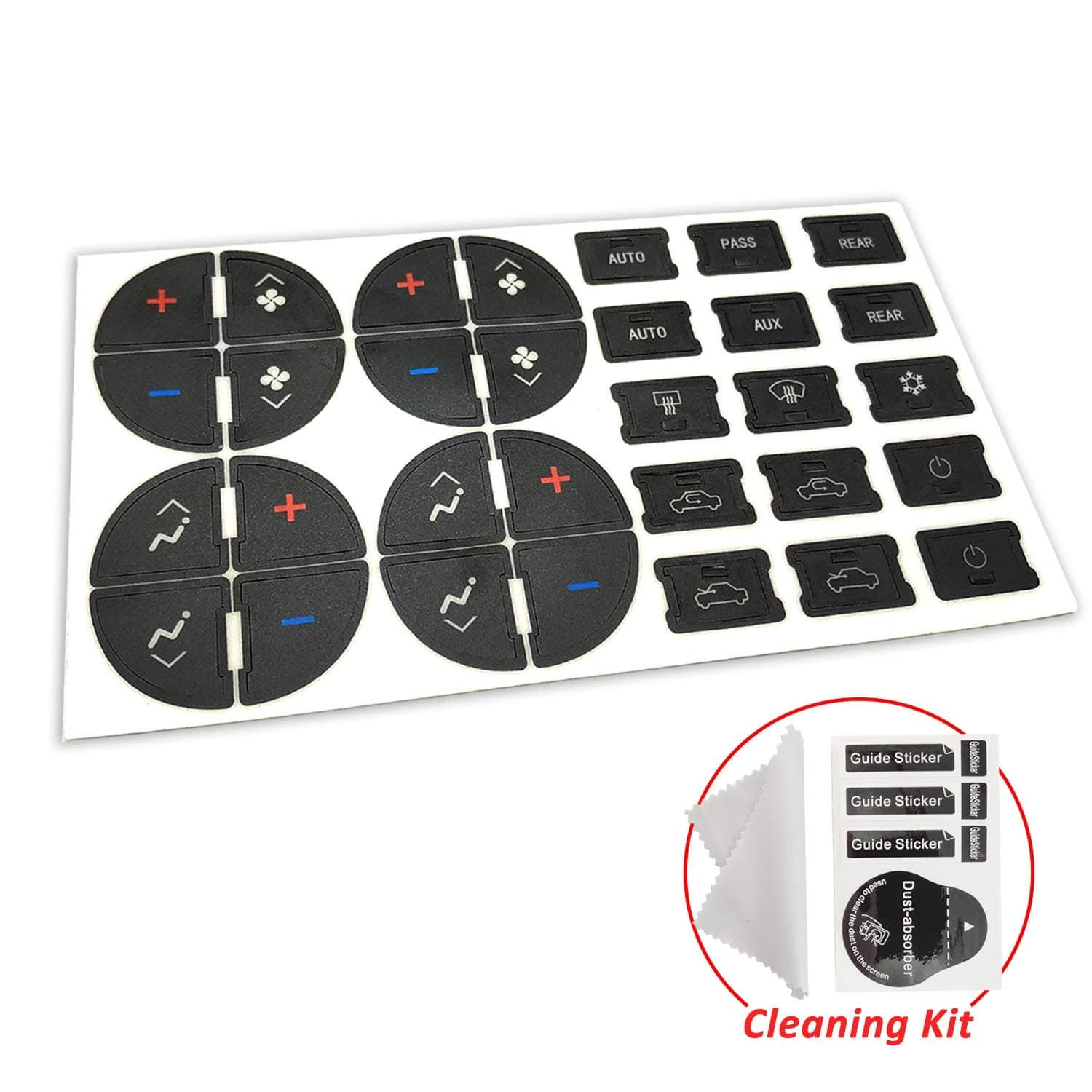 Xilang AC Dash Button Repair Kit, Upgraded A/C Control Replacement Plastic Stickers to fix Worn Ruined Faded Buttons,fits Chevy Tahoe, Silverado,Traverse, Suburban, GMC Sierra, Acadia,Buick Anclave