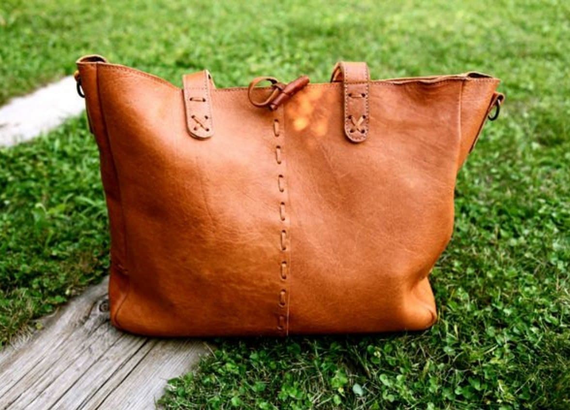 BOHO Leather BAG // Boho leather shoulder bag / Big tote bag with cross-body strap / Deer Leather bag / Boho chic bag / Ethnic leather bag